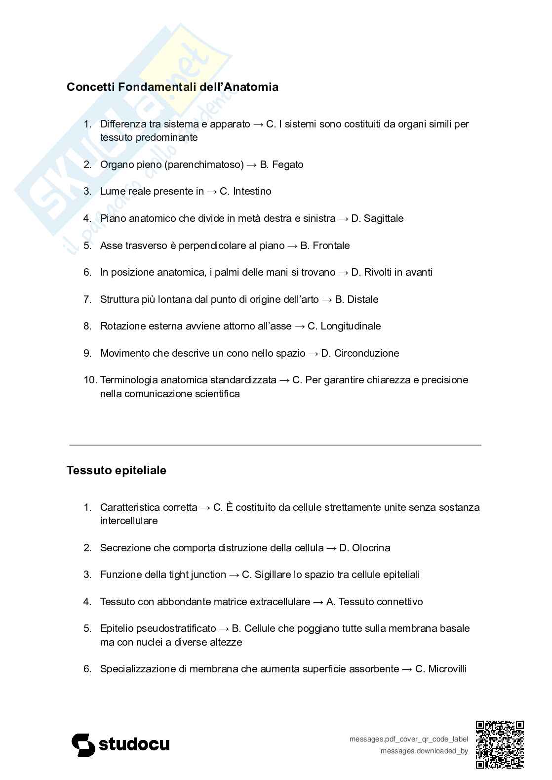 Paniere esame Anatomia umana  Pag. 2