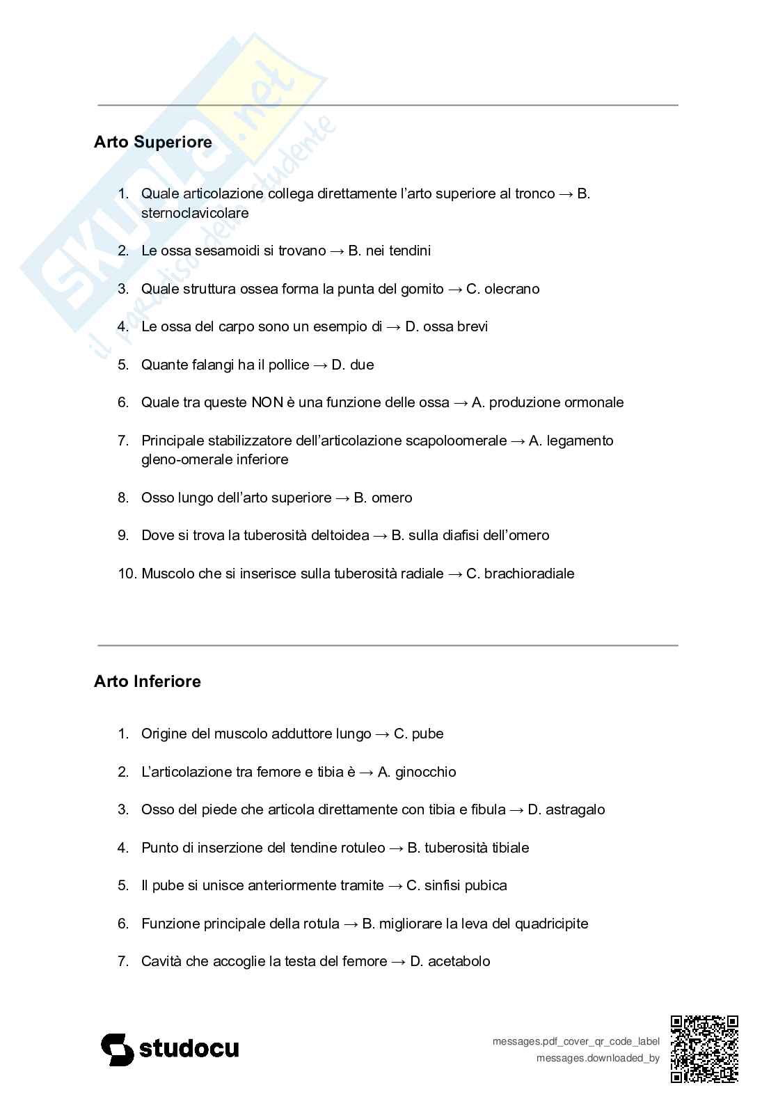 Paniere esame Anatomia umana  Pag. 6