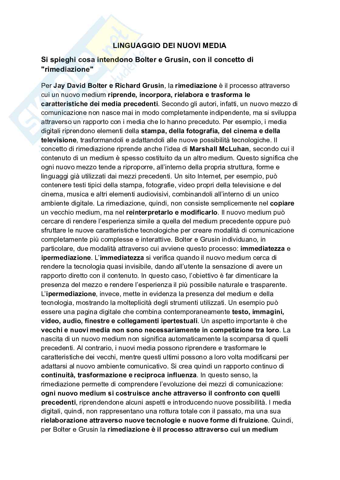 Linguaggio dei nuovi media  Pag. 1