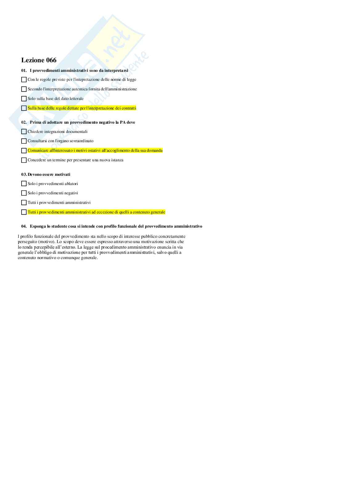 Paniere Diritto Amministrativo I (1) - Multiple e Aperte Pag. 71