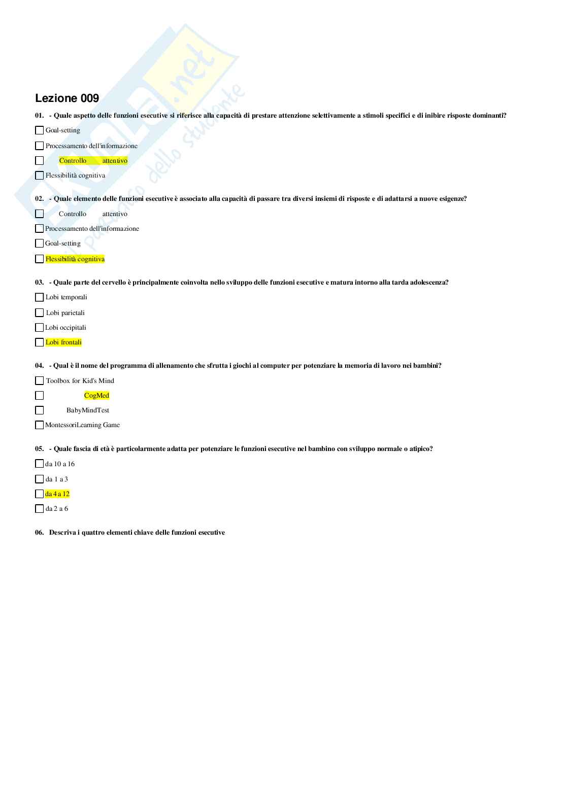 Paniere Psicologia dell'apprendimento Pag. 11