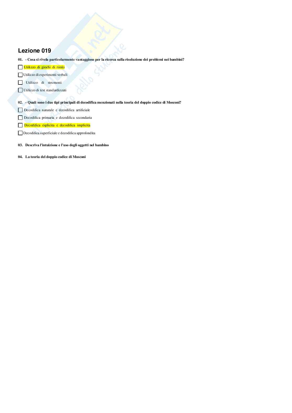 Paniere Psicologia dell'apprendimento Pag. 21