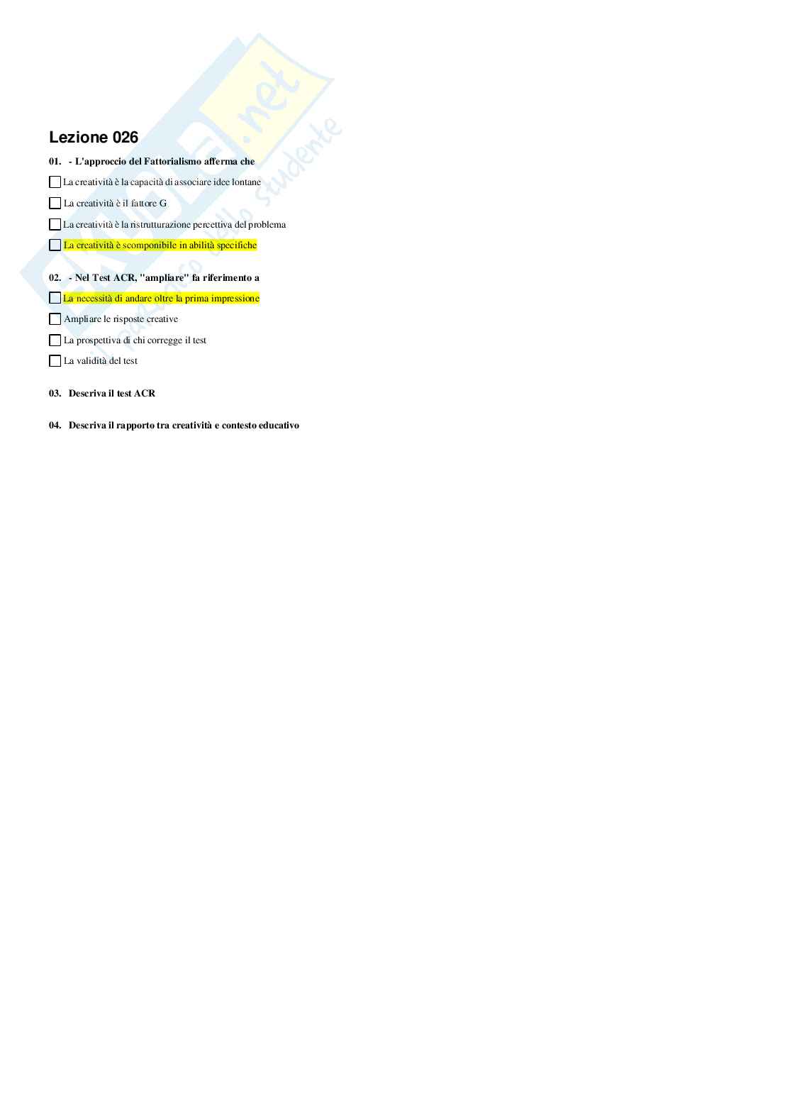 Paniere Psicologia dell'apprendimento Pag. 26