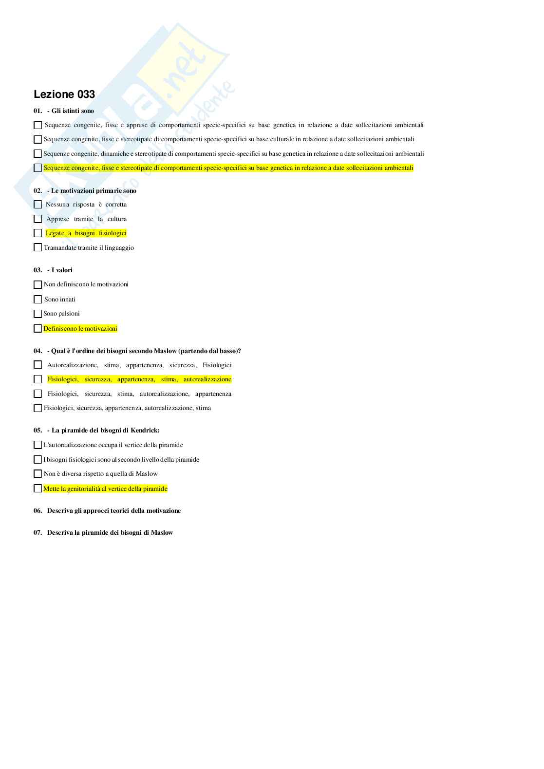 Paniere Psicologia dell'apprendimento Pag. 31