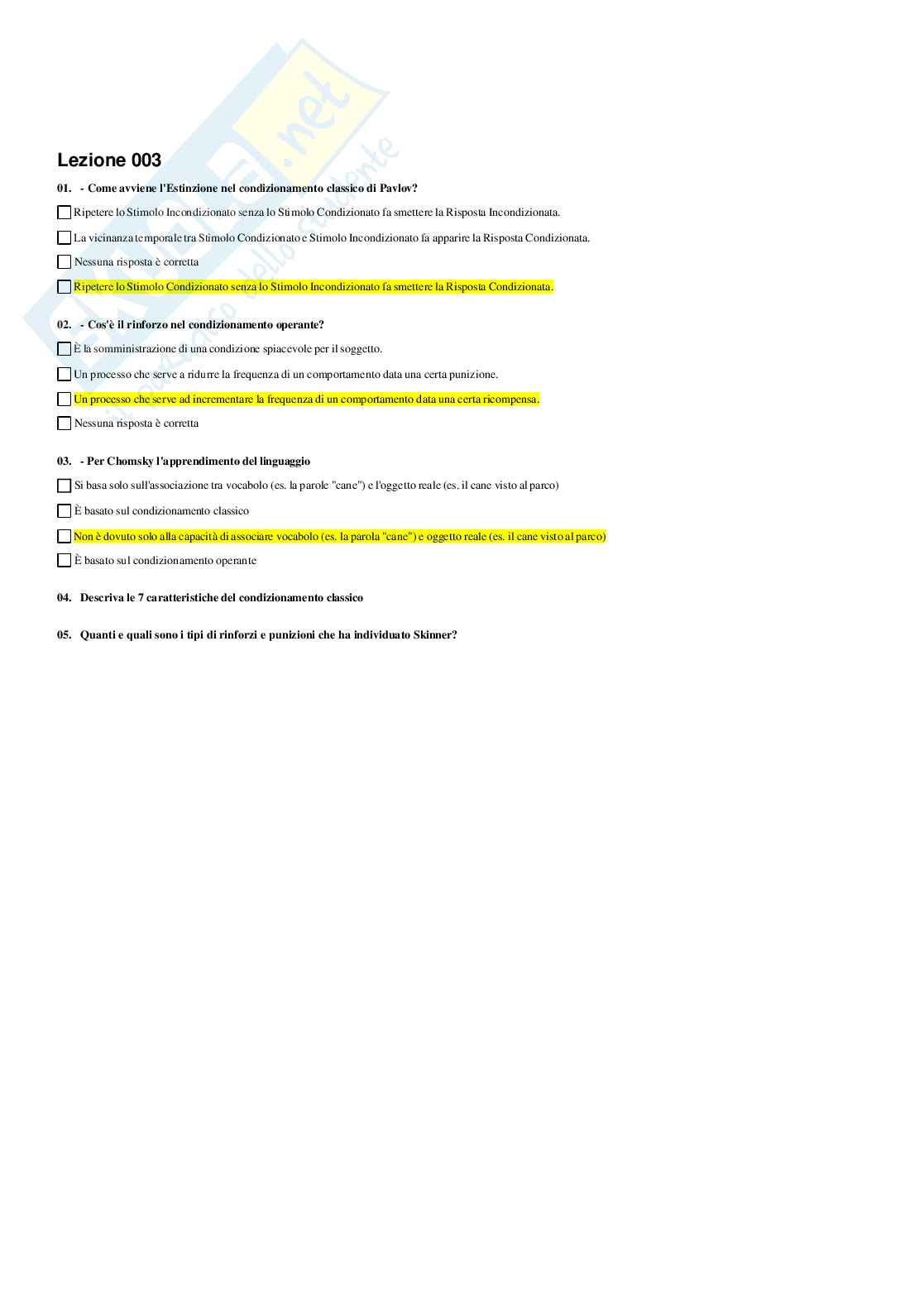 Paniere Psicologia dell'apprendimento Pag. 6