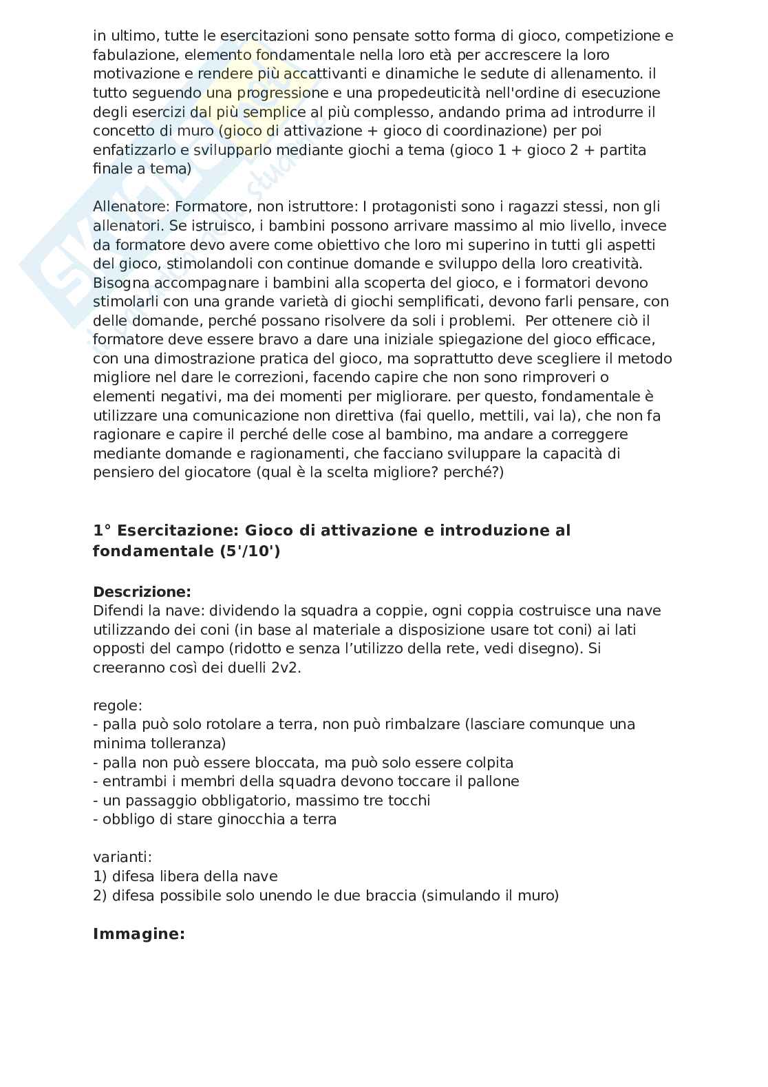 Esame di Teoria tecnica e didattica dell'attività motoria- Modulo pallavolo  Pag. 2