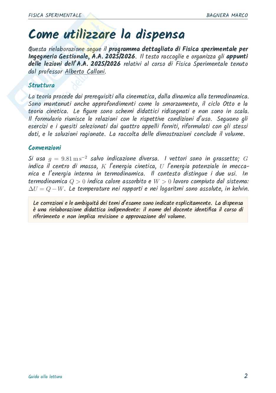 Riassunto esame Fisica sperimentale, Prof. Calloni Alberto, libro consigliato Fisica meccanica e termodinamica, Mazzoldi, Nigro, Voci  Pag. 2