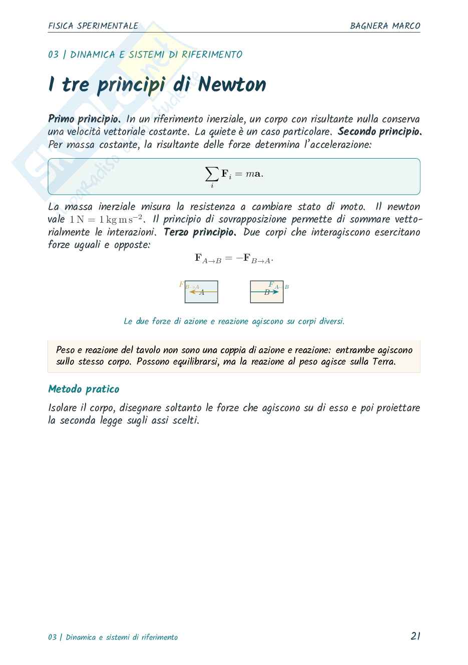 Riassunto esame Fisica sperimentale, Prof. Calloni Alberto, libro consigliato Fisica meccanica e termodinamica, Mazzoldi, Nigro, Voci  Pag. 21
