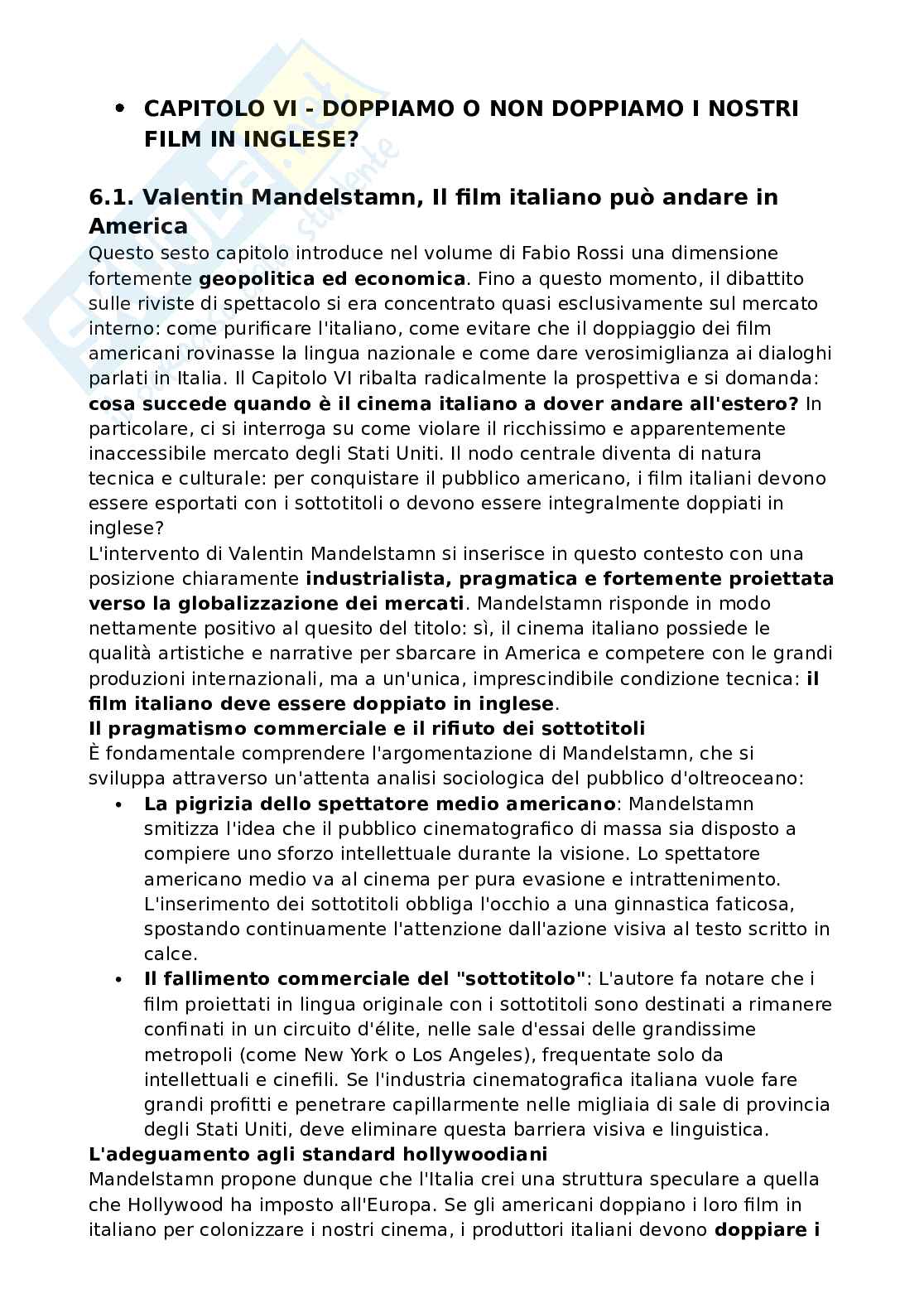 Riassunto esame Teoria del cinema, Prof. Rossi Fabio, libro consigliato La parola e l'immagine agli albori del Neorealismo , Rossi Pag. 16