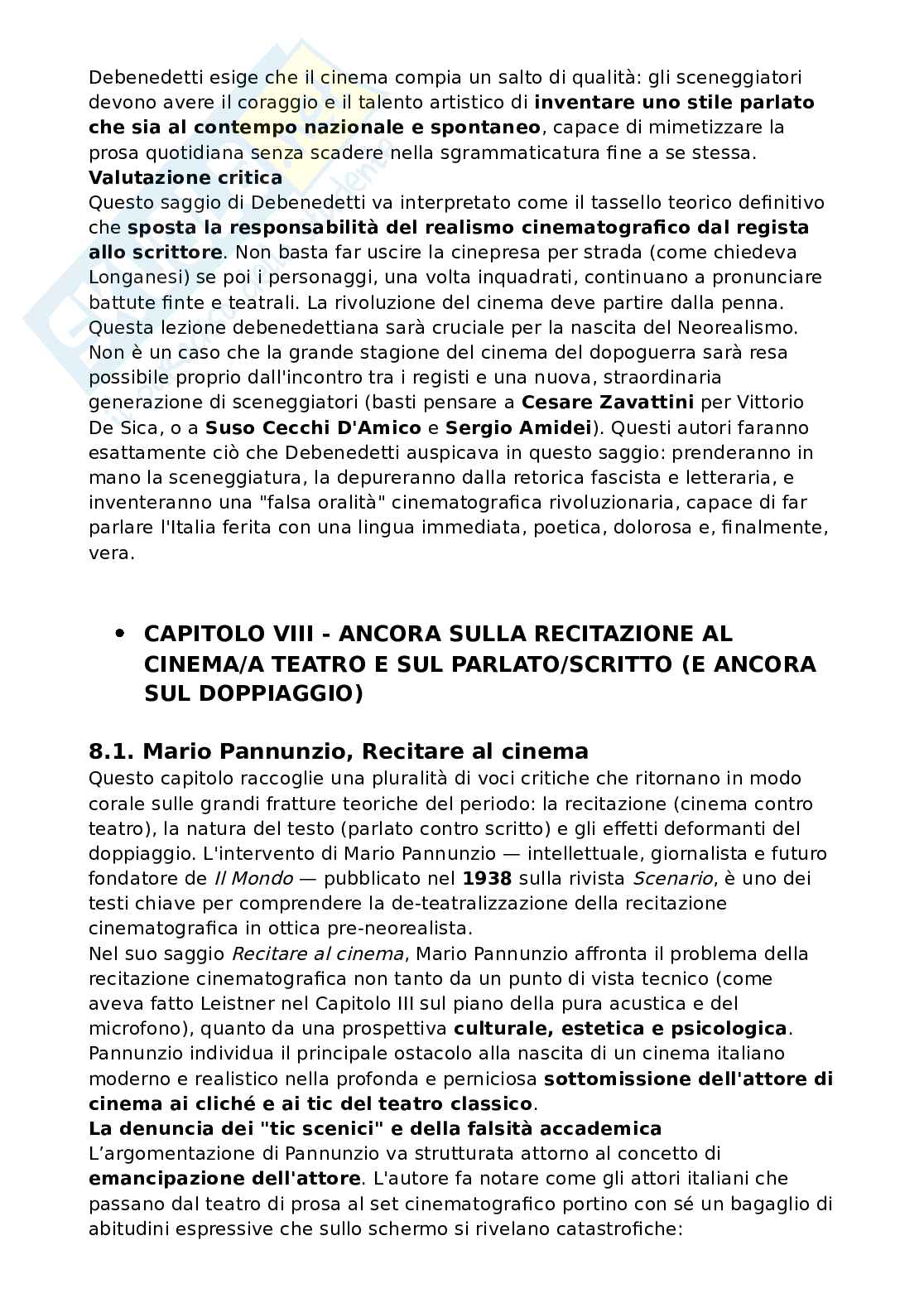 Riassunto esame Teoria del cinema, Prof. Rossi Fabio, libro consigliato La parola e l'immagine agli albori del Neorealismo , Rossi Pag. 21