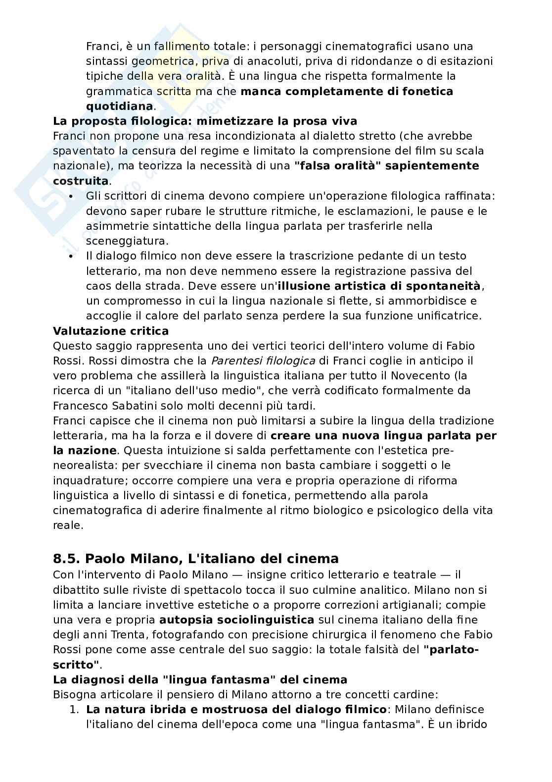 Riassunto esame Teoria del cinema, Prof. Rossi Fabio, libro consigliato La parola e l'immagine agli albori del Neorealismo , Rossi Pag. 26