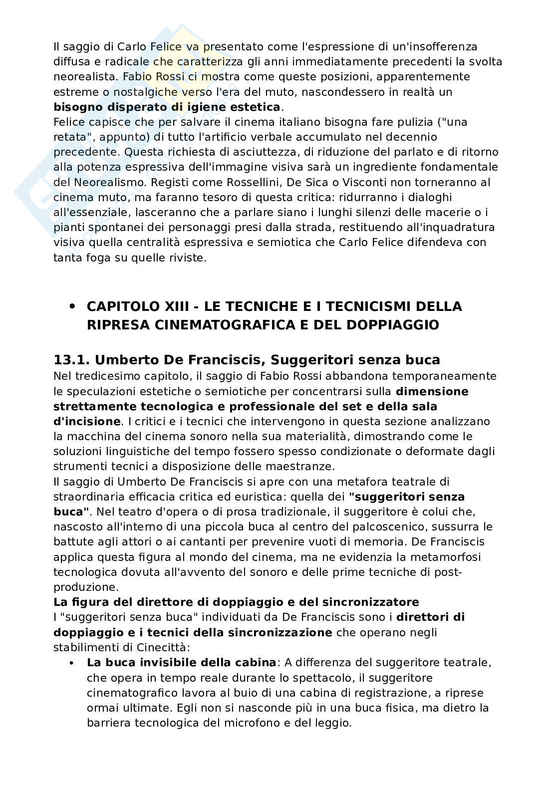 Riassunto esame Teoria del cinema, Prof. Rossi Fabio, libro consigliato La parola e l'immagine agli albori del Neorealismo , Rossi Pag. 41