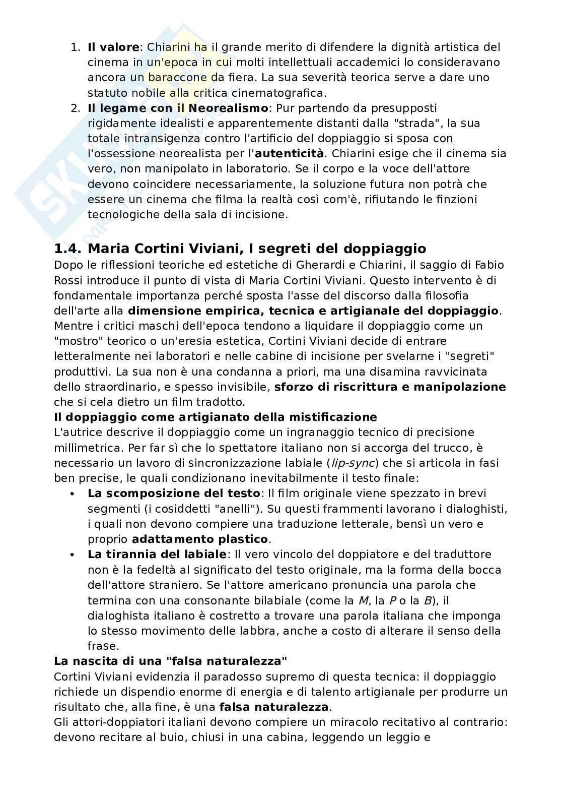 Riassunto esame Teoria del cinema, Prof. Rossi Fabio, libro consigliato La parola e l'immagine agli albori del Neorealismo , Rossi Pag. 6
