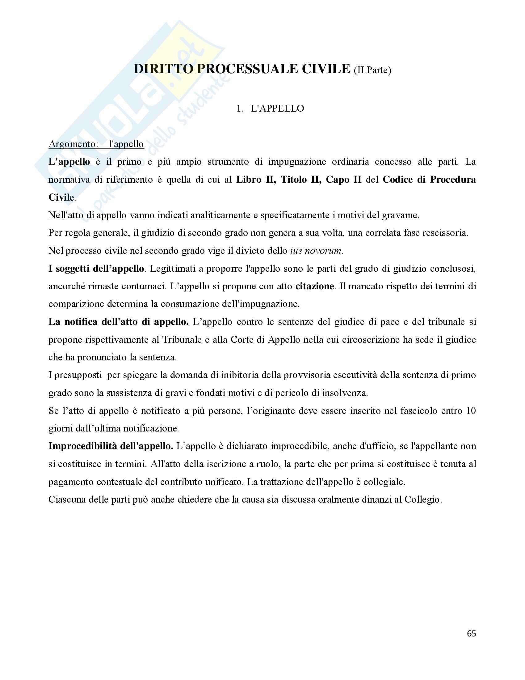 Diritto Precessuale civile - Appunti seconda parte Pag. 1