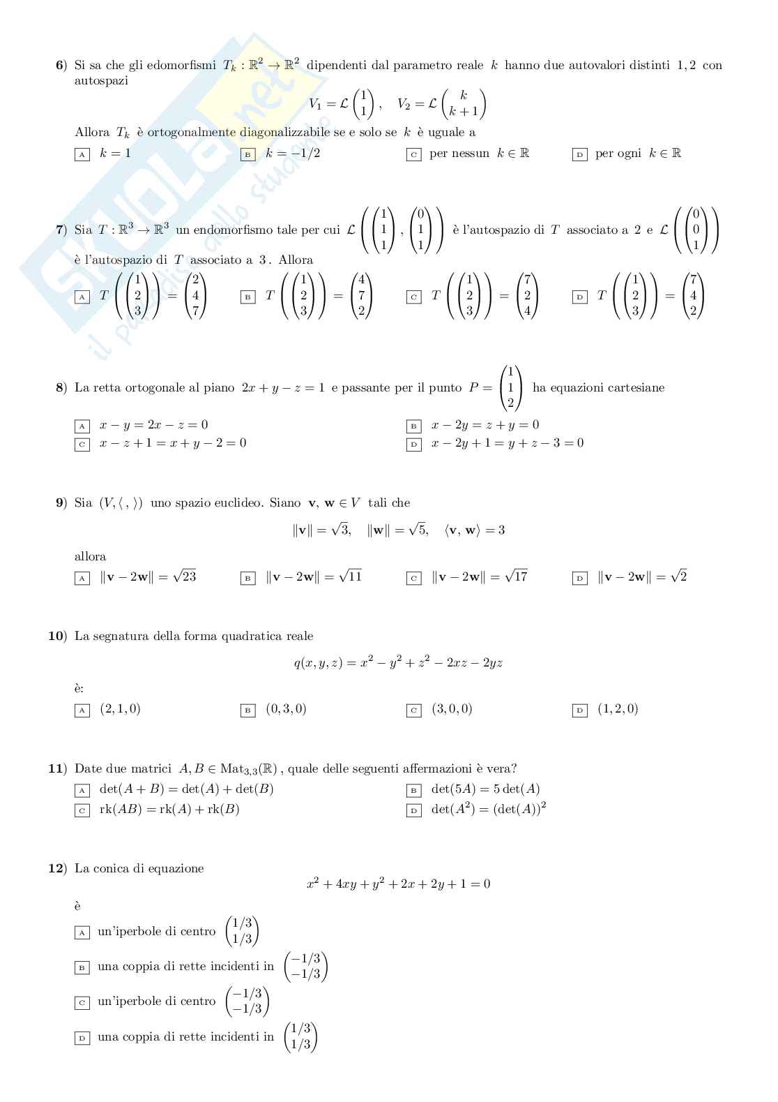 Geometria e algebra lineare Pag. 2