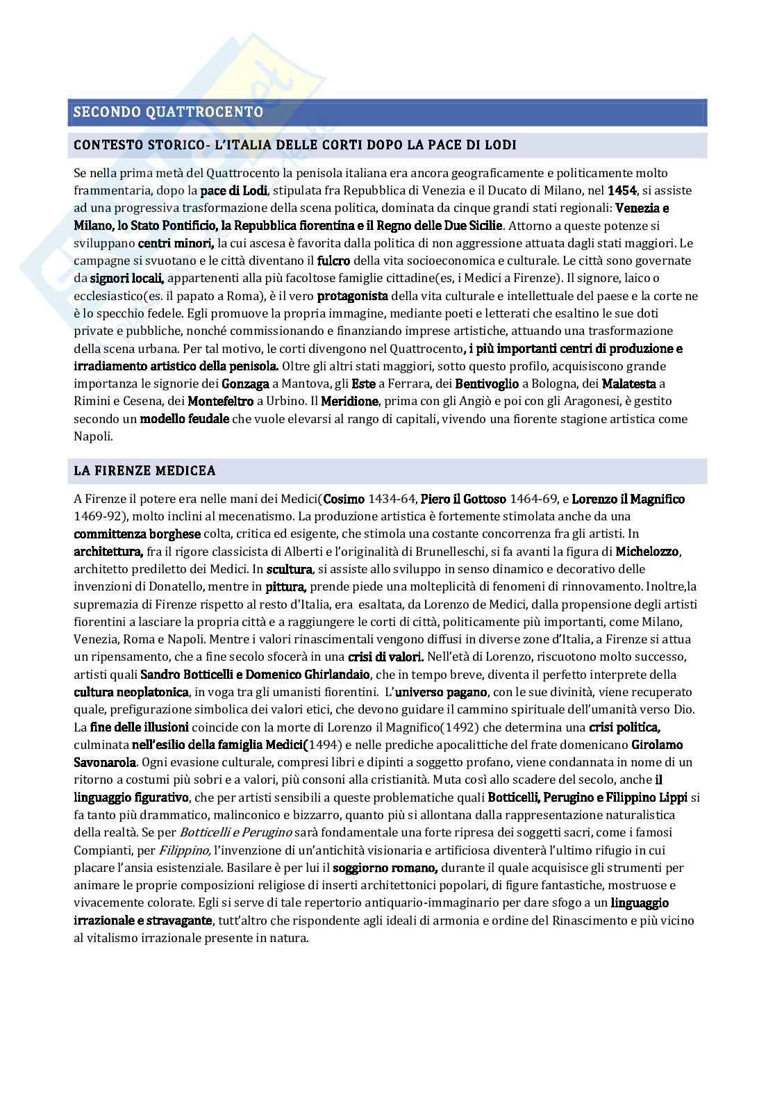 Quattrocento in arte Pag. 1