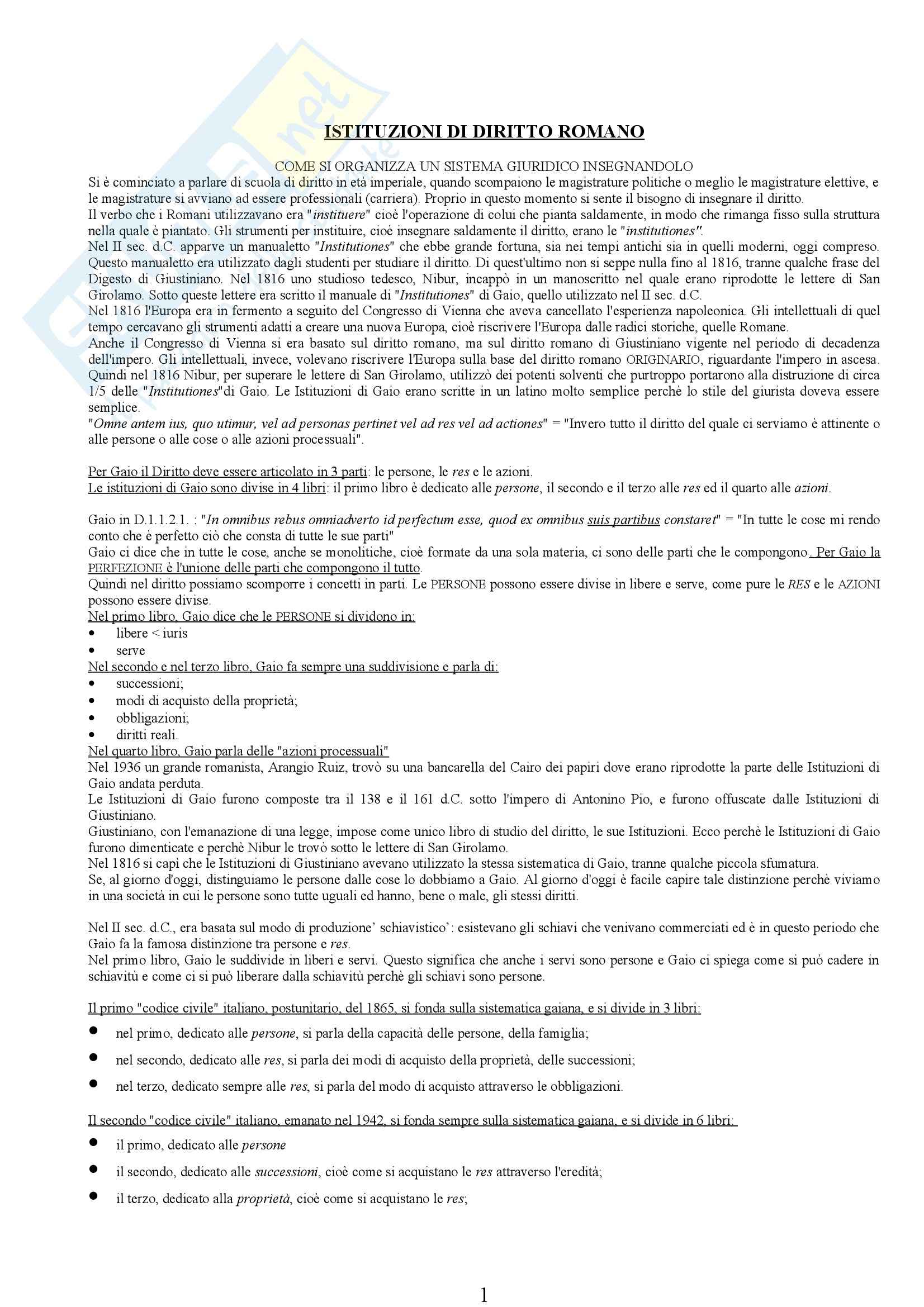 Diritto romano - concetti generali Pag. 1