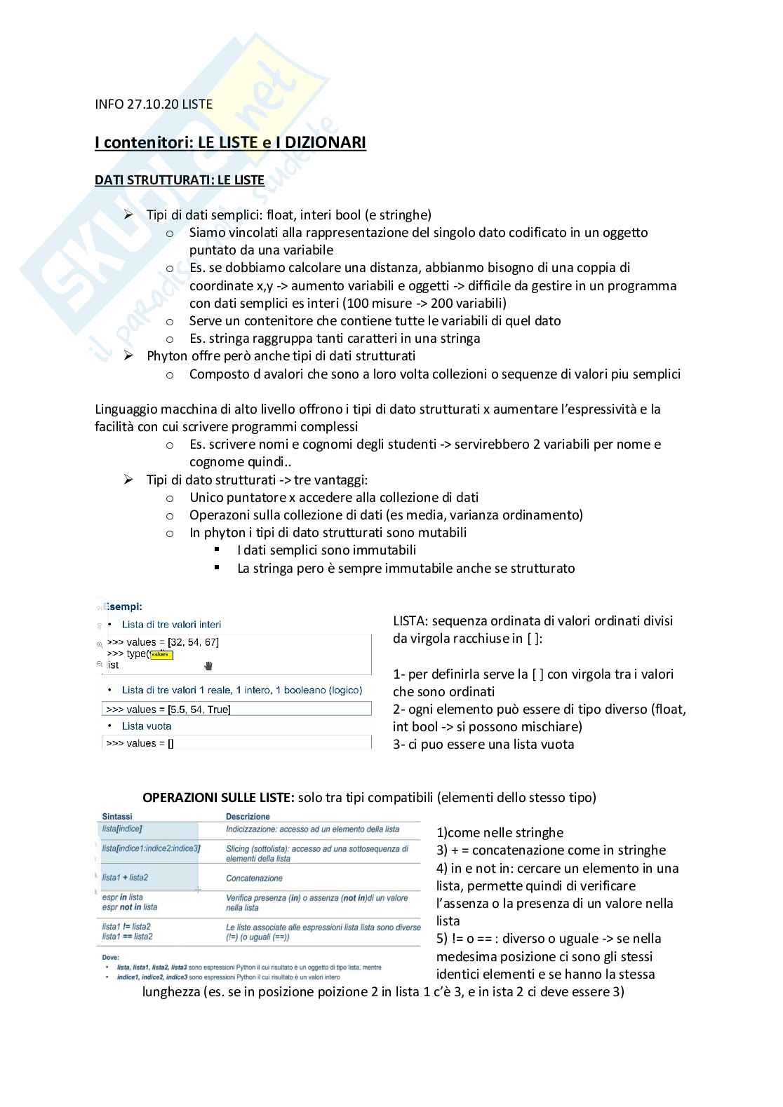  Informatica - Appunti liste Pag. 1