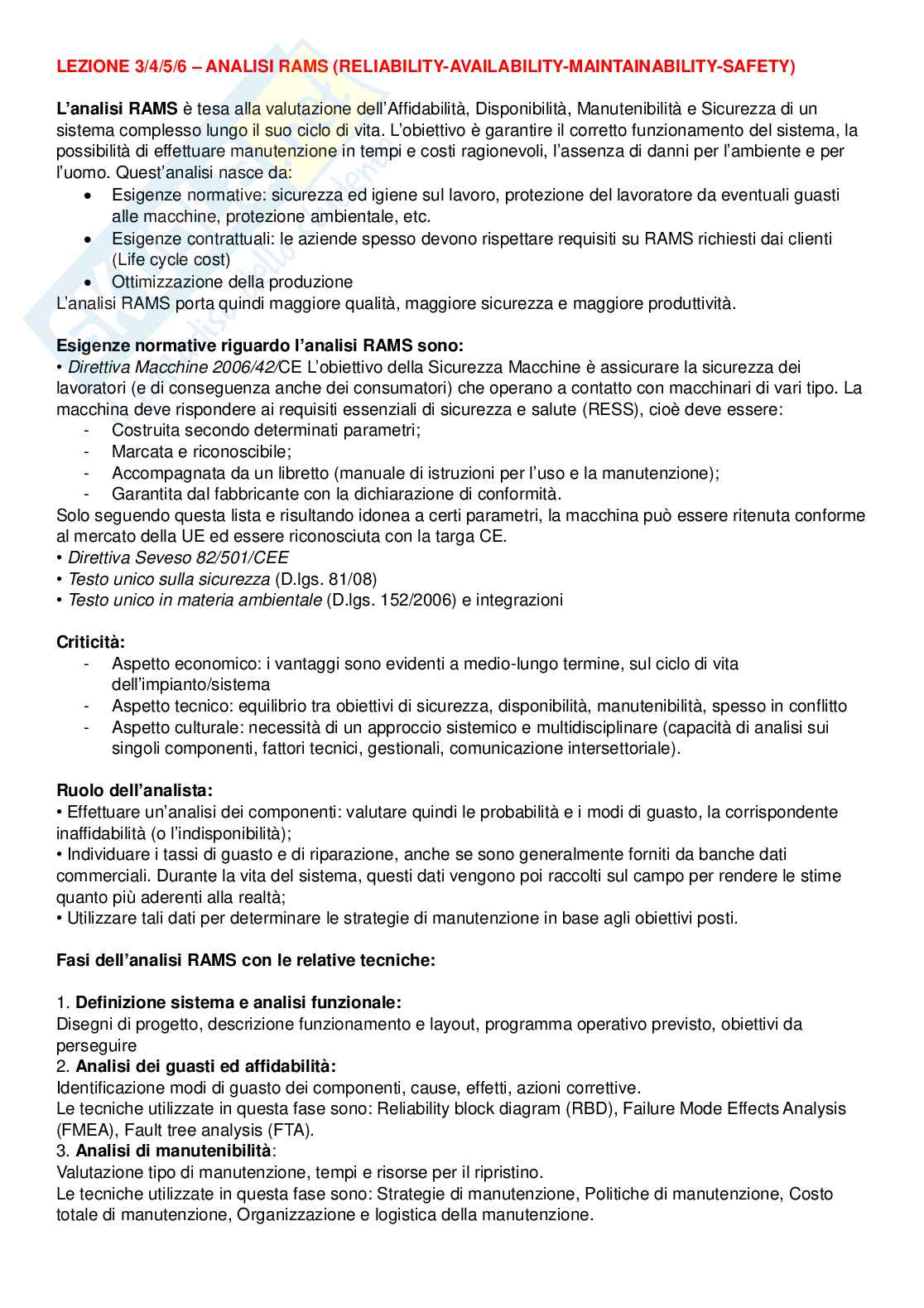 Riassunto esame Laboratorio di manutenzione, Prof. Tornese Fabiana, libro consigliato Progettare e gestire la manutenzione, Fedele, Furlanetto, Saccardi Pag. 6