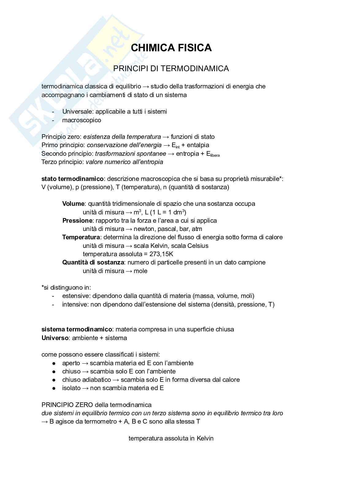 Appunti di Chimica fisica Pag. 1