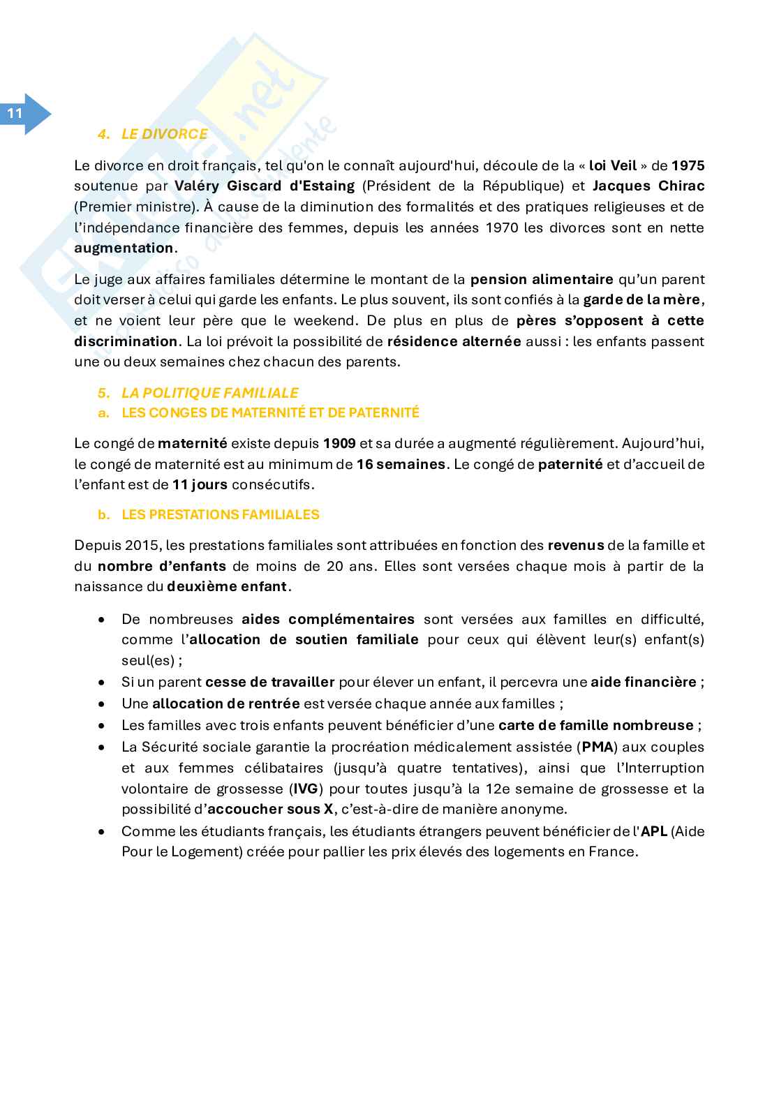 Riassunto esame Lingua francese I, Prof. Piscopo Sergio, libro consigliato La France au quotidien, Sergio Piscopo Pag. 11