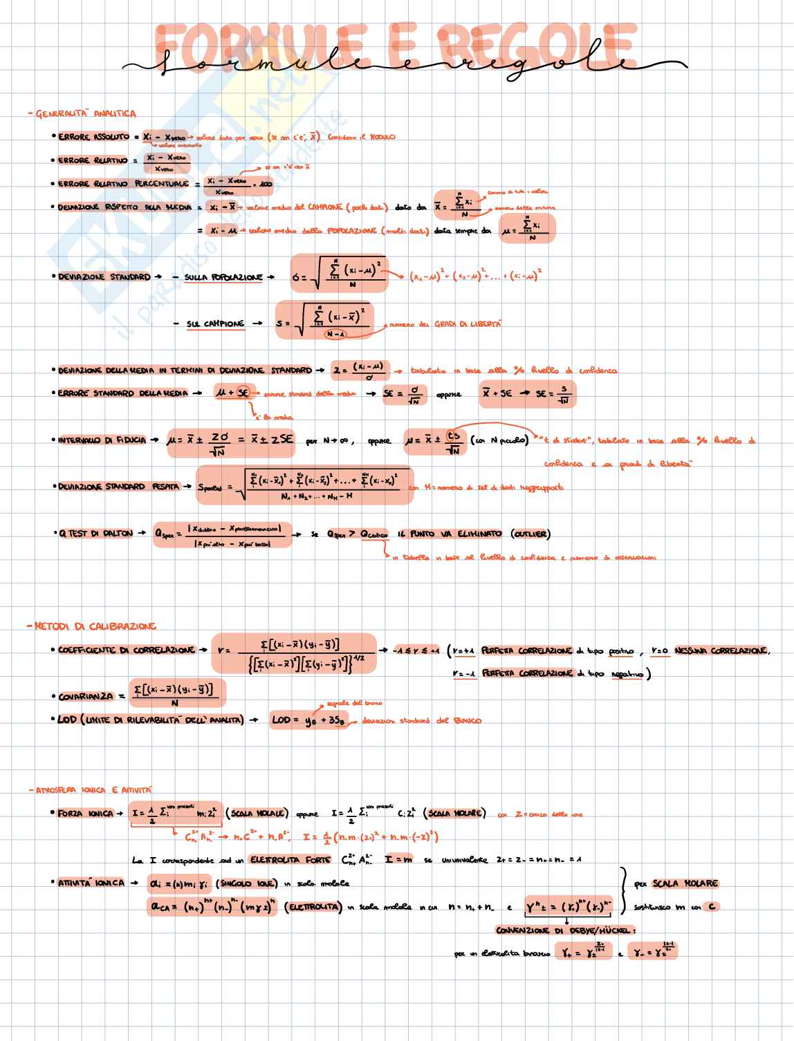 Formule e regole Chimica analitica Pag. 1