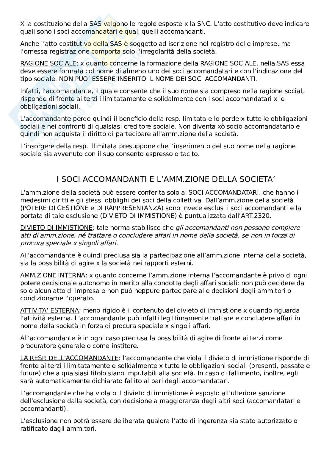 Riassunto Società semplice, Società in nome collettivo e Società in accomandita semplice Pag. 16