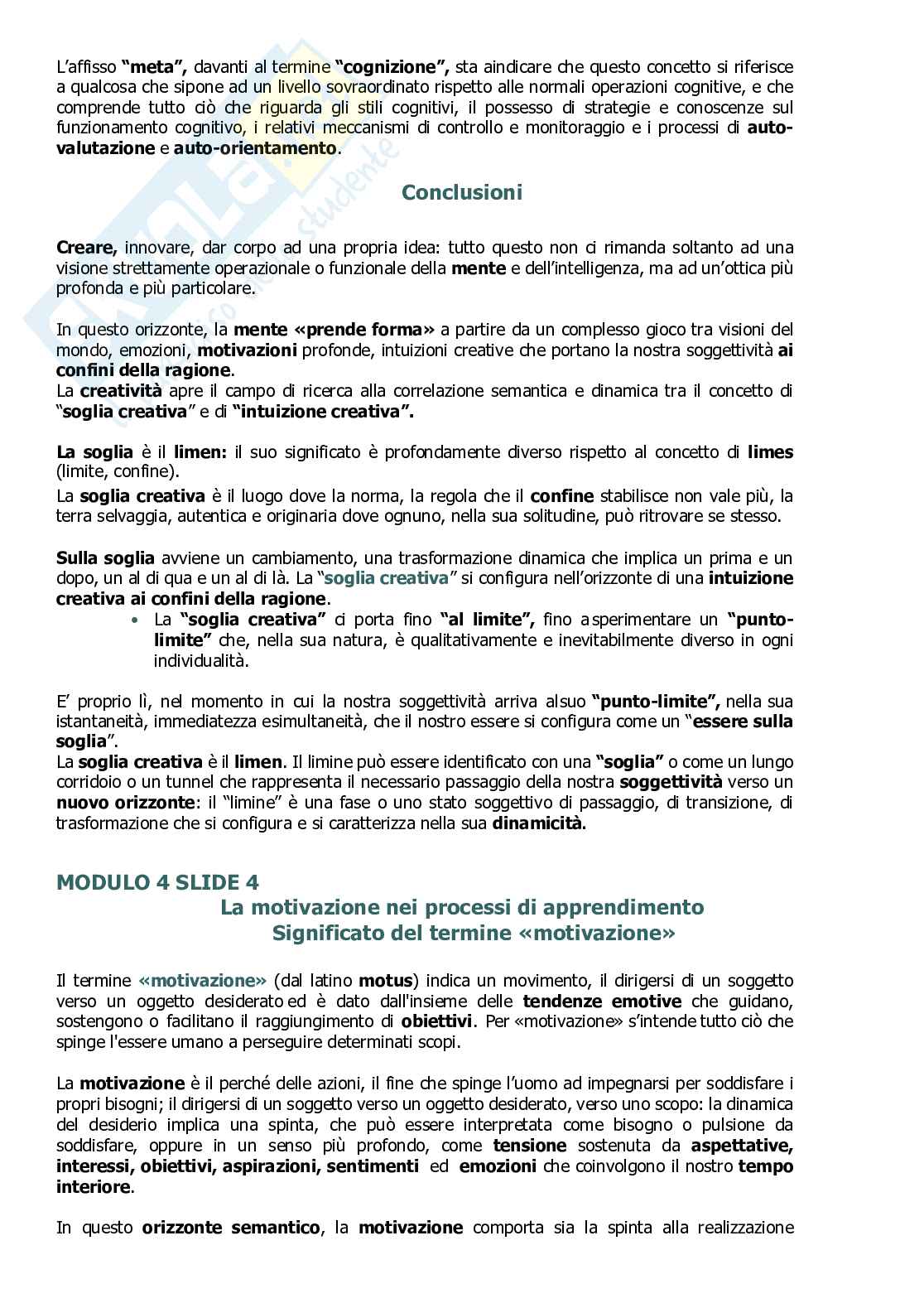 Pedagogia generale - moduli 2, 3, 4 Pag. 56