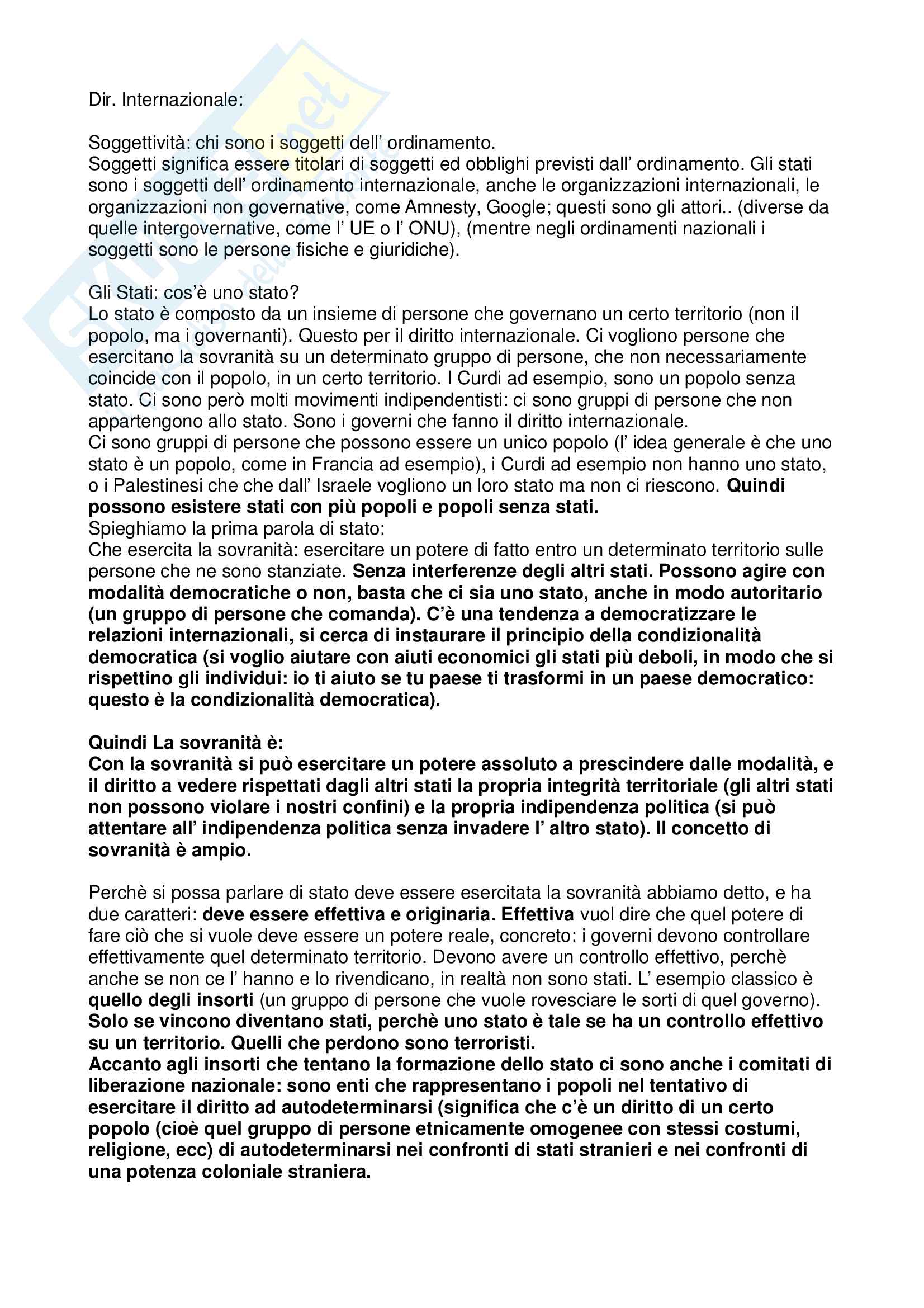 La sovranità e cos'è uno stato Pag. 1