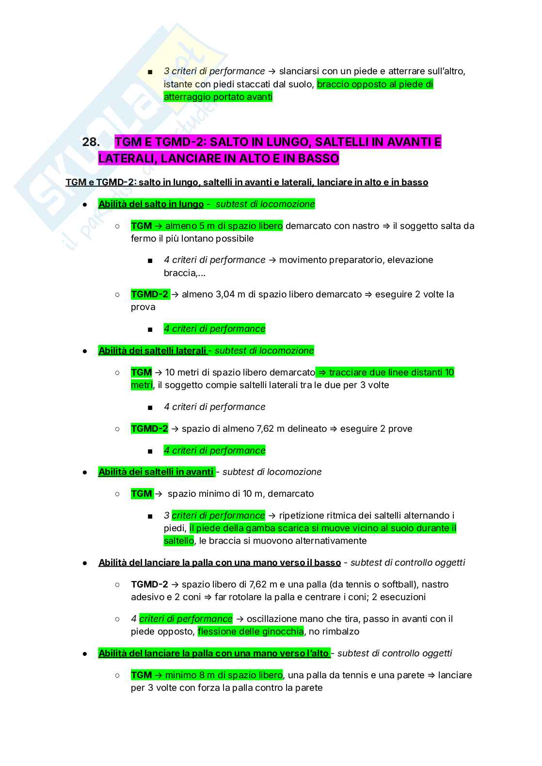 Appunti lezioni di Metodologia della valutazione motoria Pag. 46