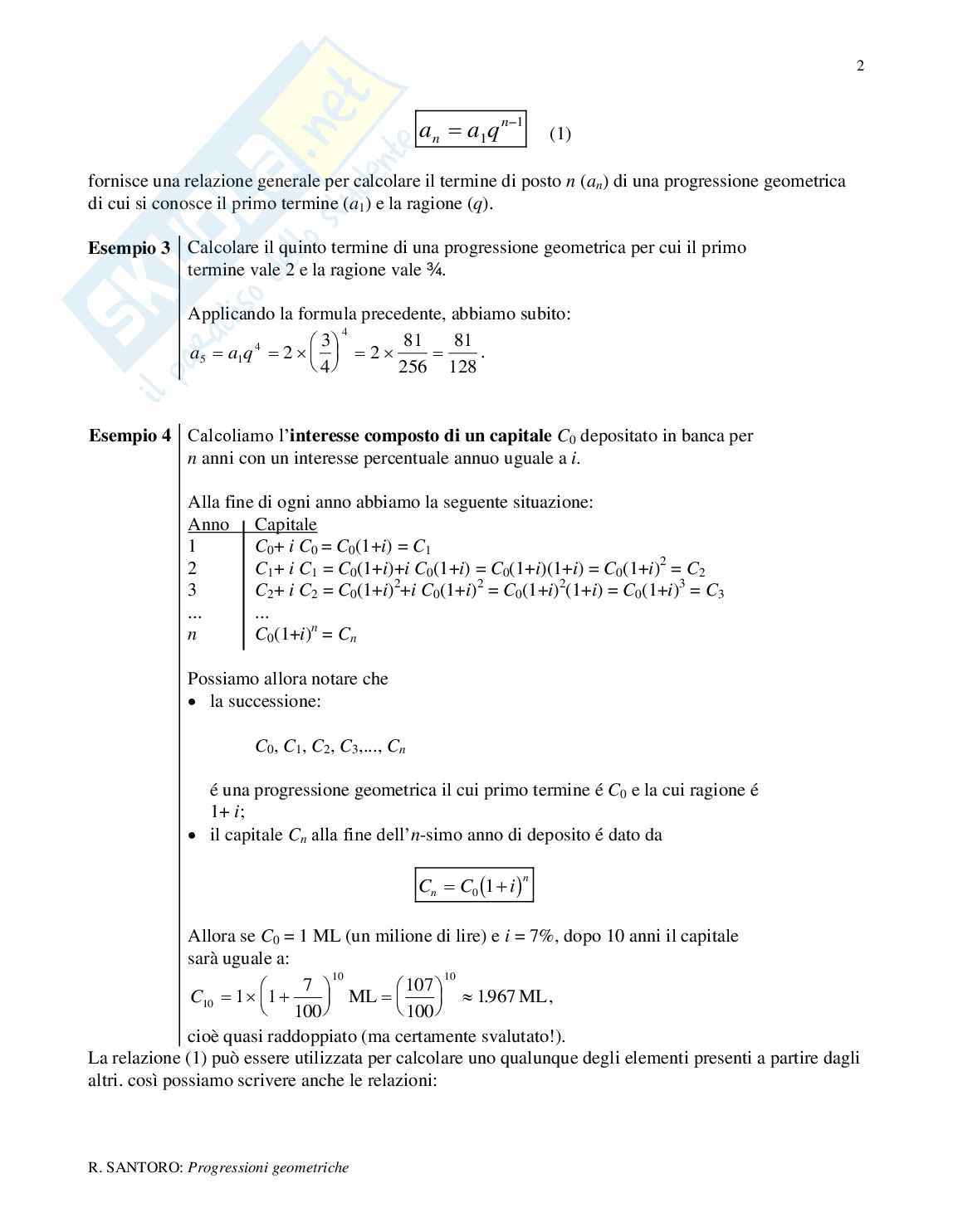Le progressioni geometriche Pag. 2