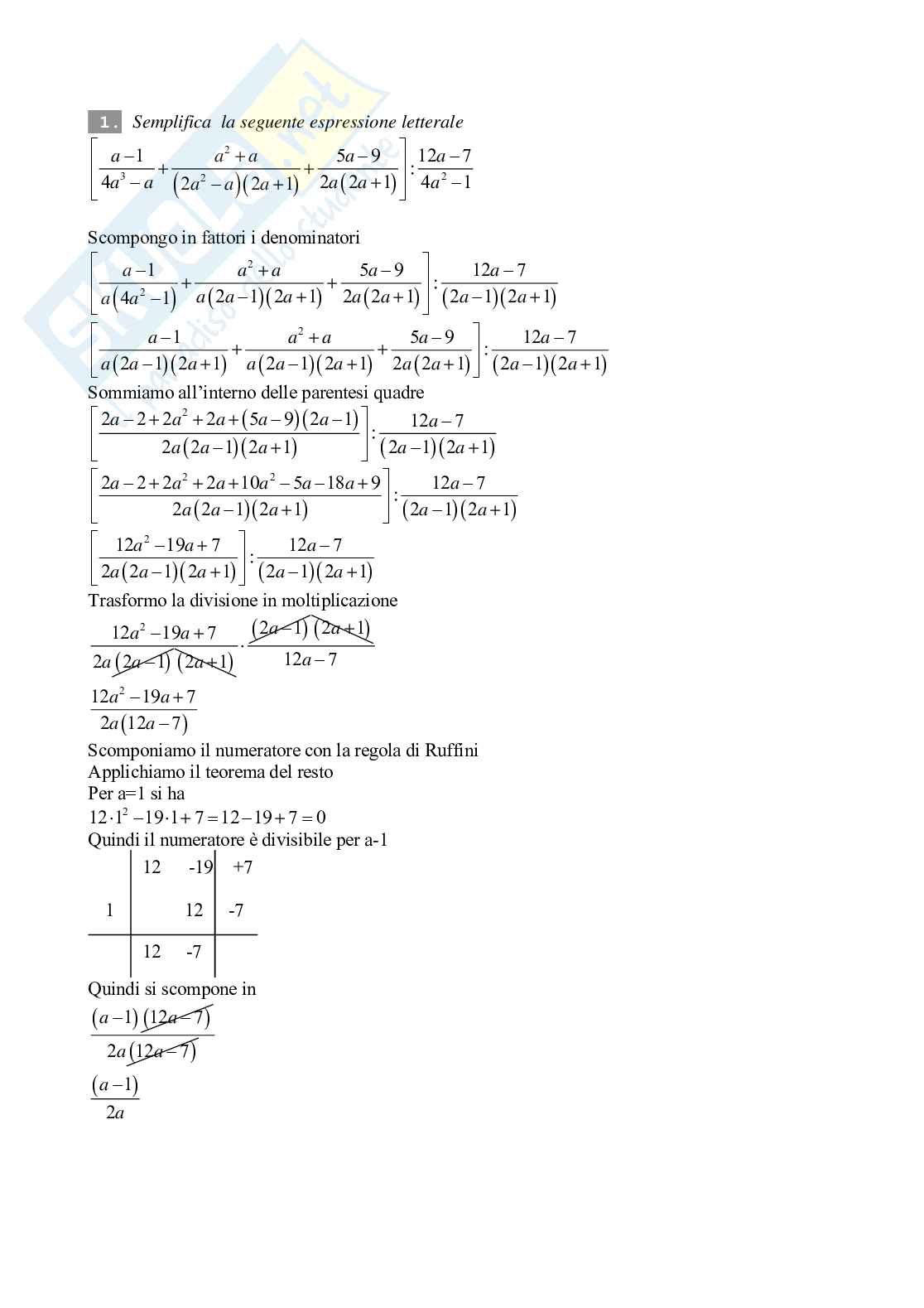 Compito, classe I, liceo scientifico: equazioni di primo grado Pag. 2