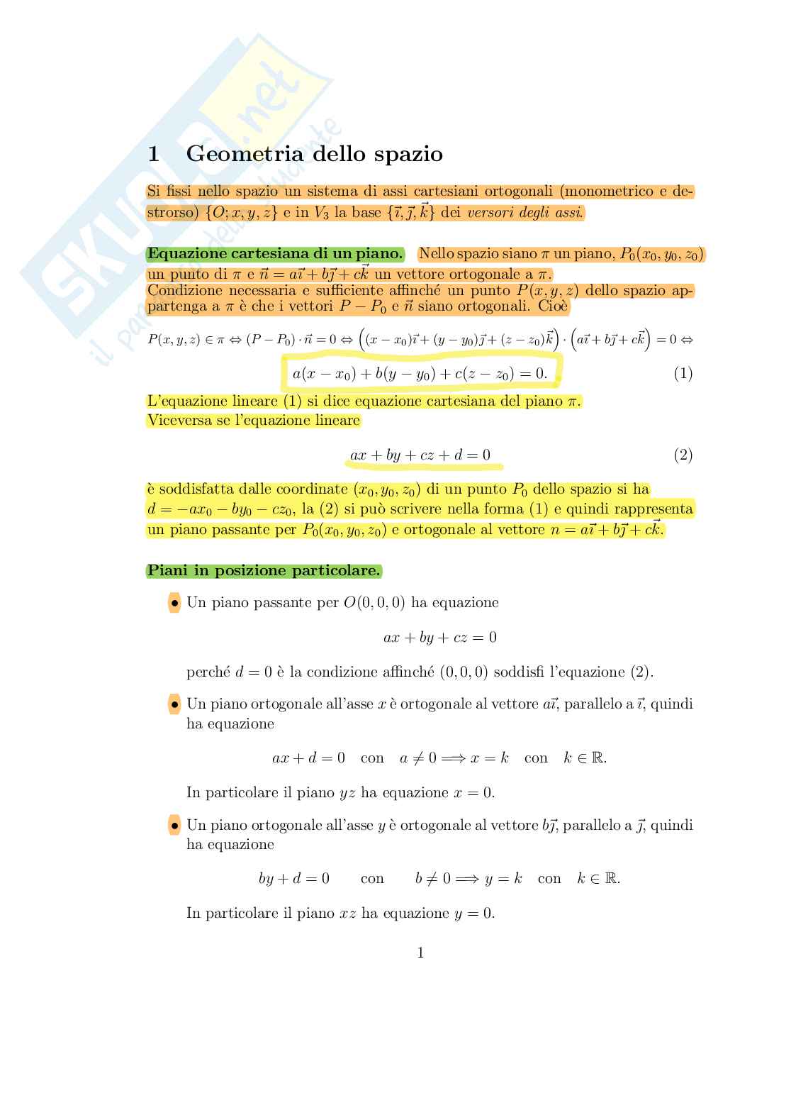 Geometria dello spazio Pag. 1