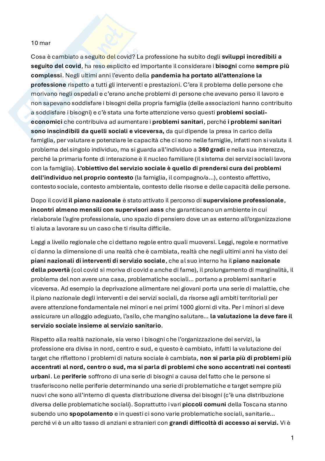 Appunti di Metodologia e tecniche di servizio sociale - parte 1 Pag. 1