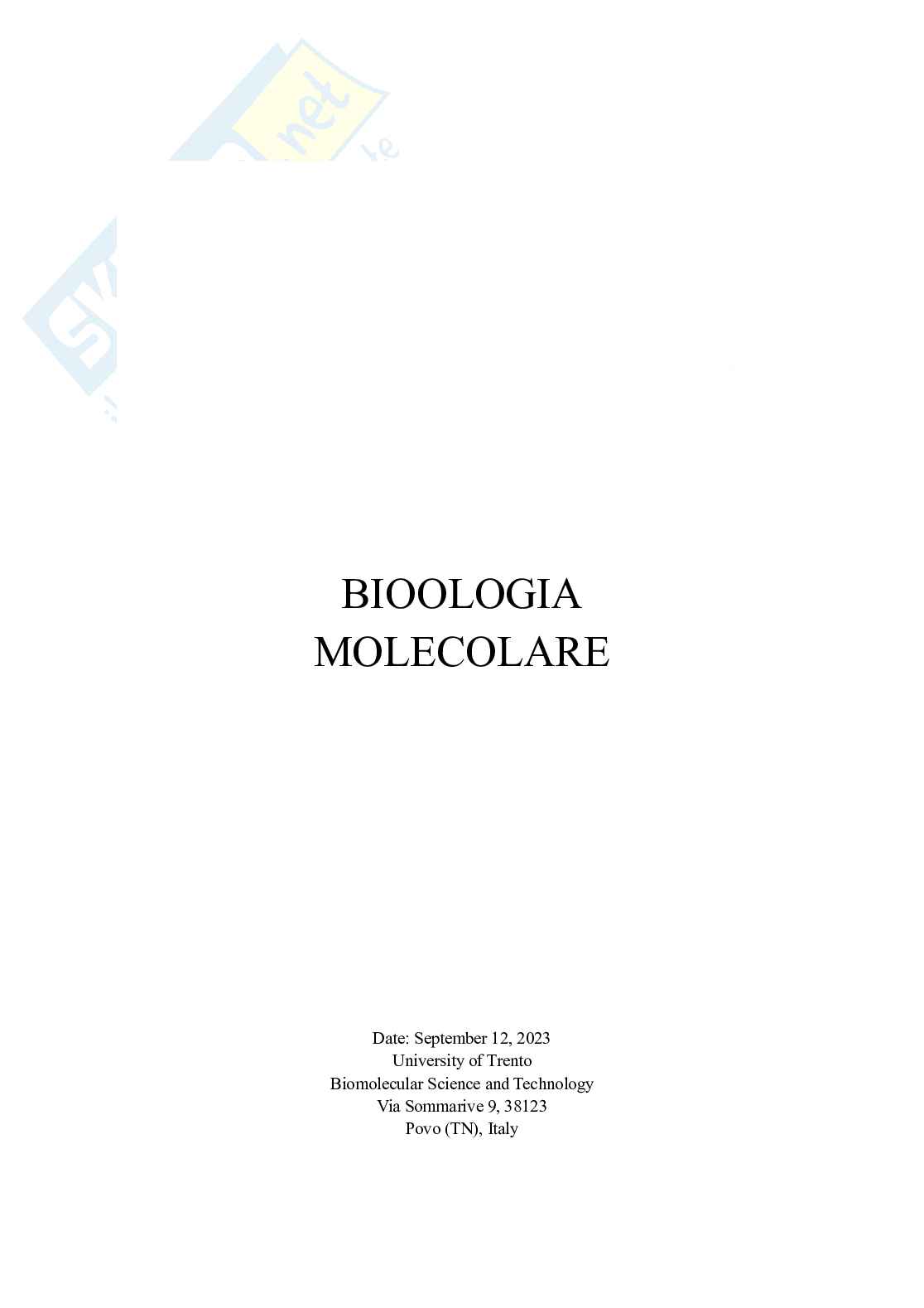 Biologia molecolare Pag. 1