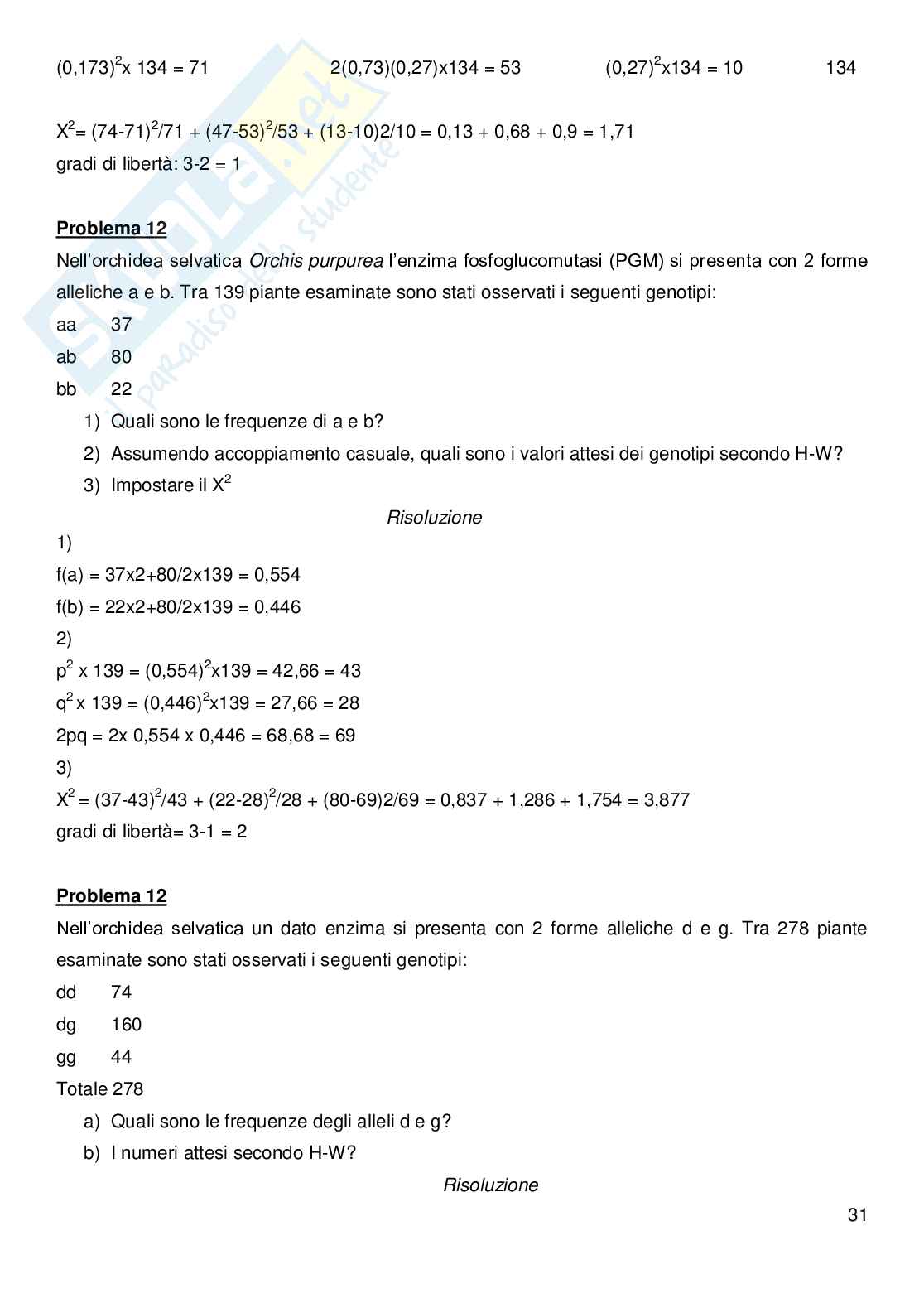 Genetica I - Esercizi svolti Pag. 31