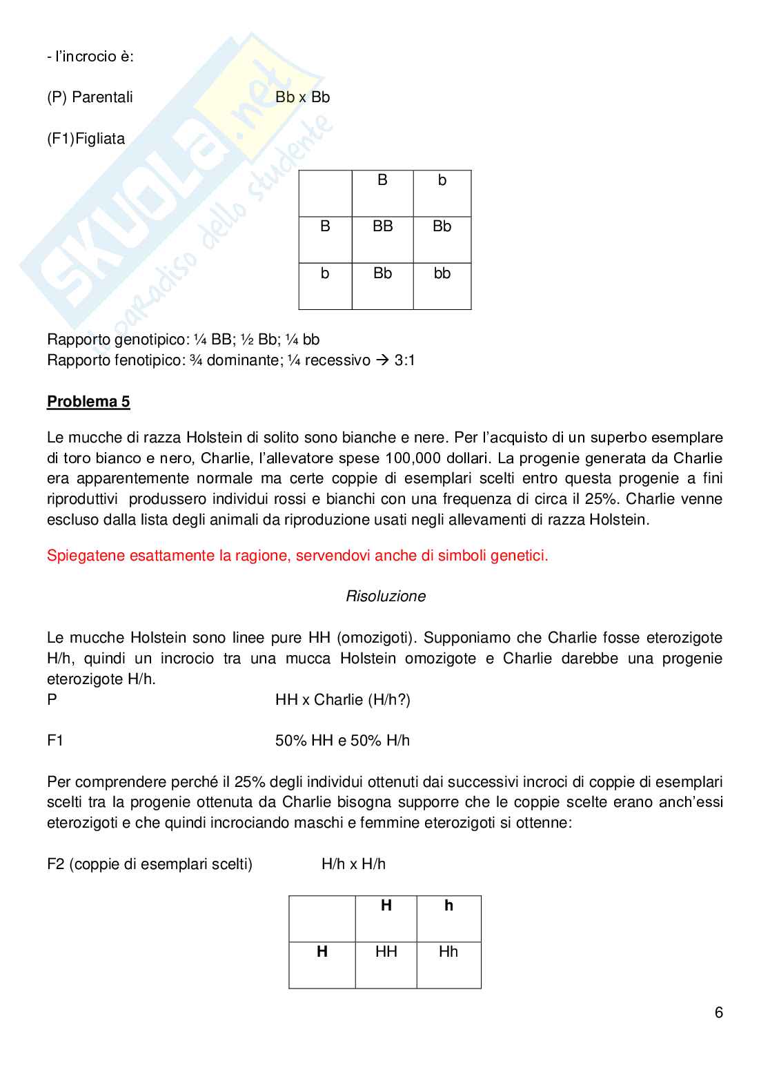 Genetica I - Esercizi svolti Pag. 6