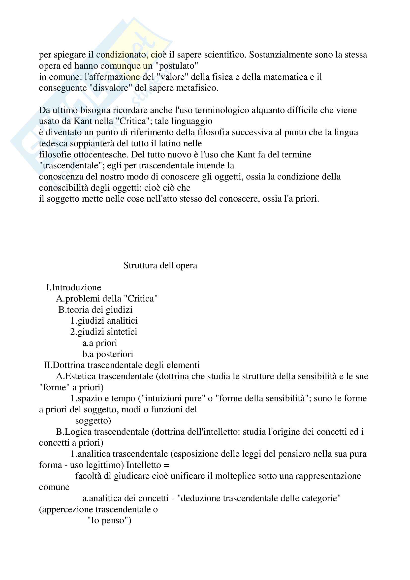 Storia della filosofia II - la critica della ragion pura ...
