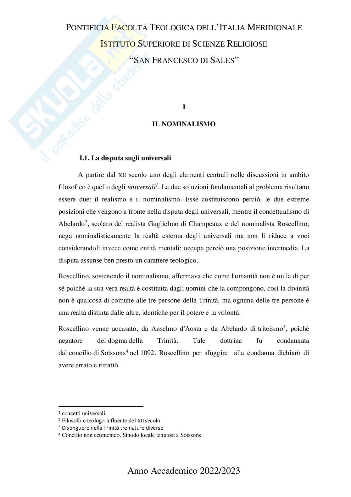 Guglielmo di Occam e il nominalismo Pag. 1