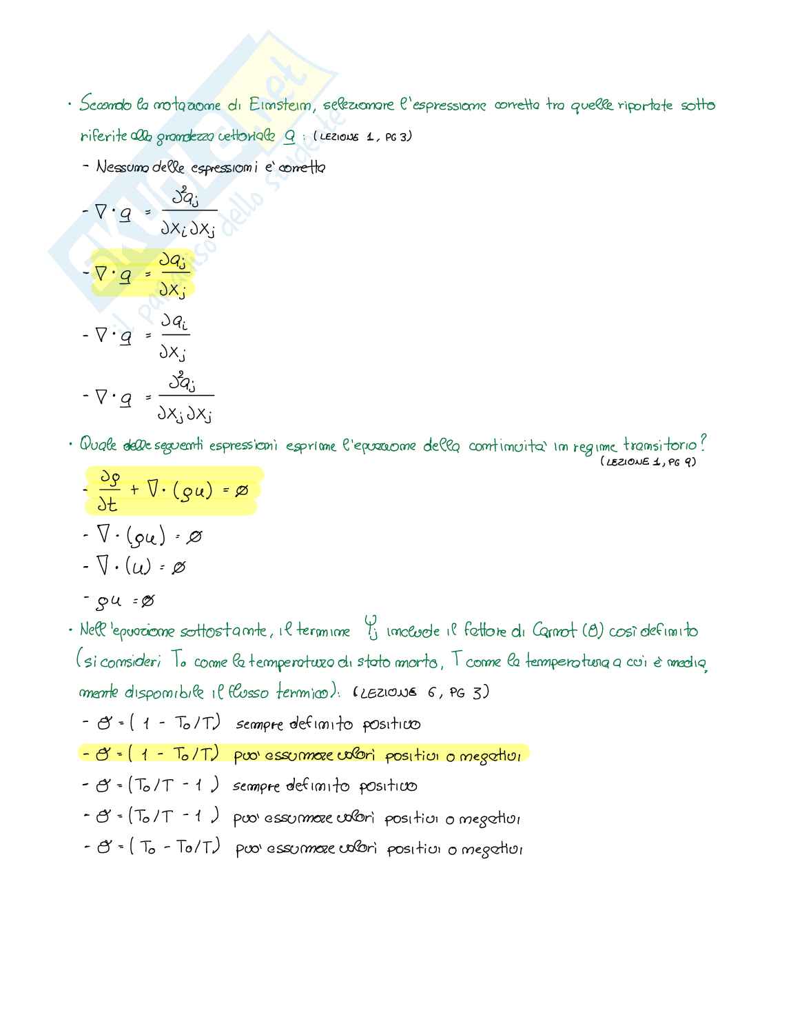 Esempi quiz exercise Applicazioni avanzate di fisica tecnica Pag. 2