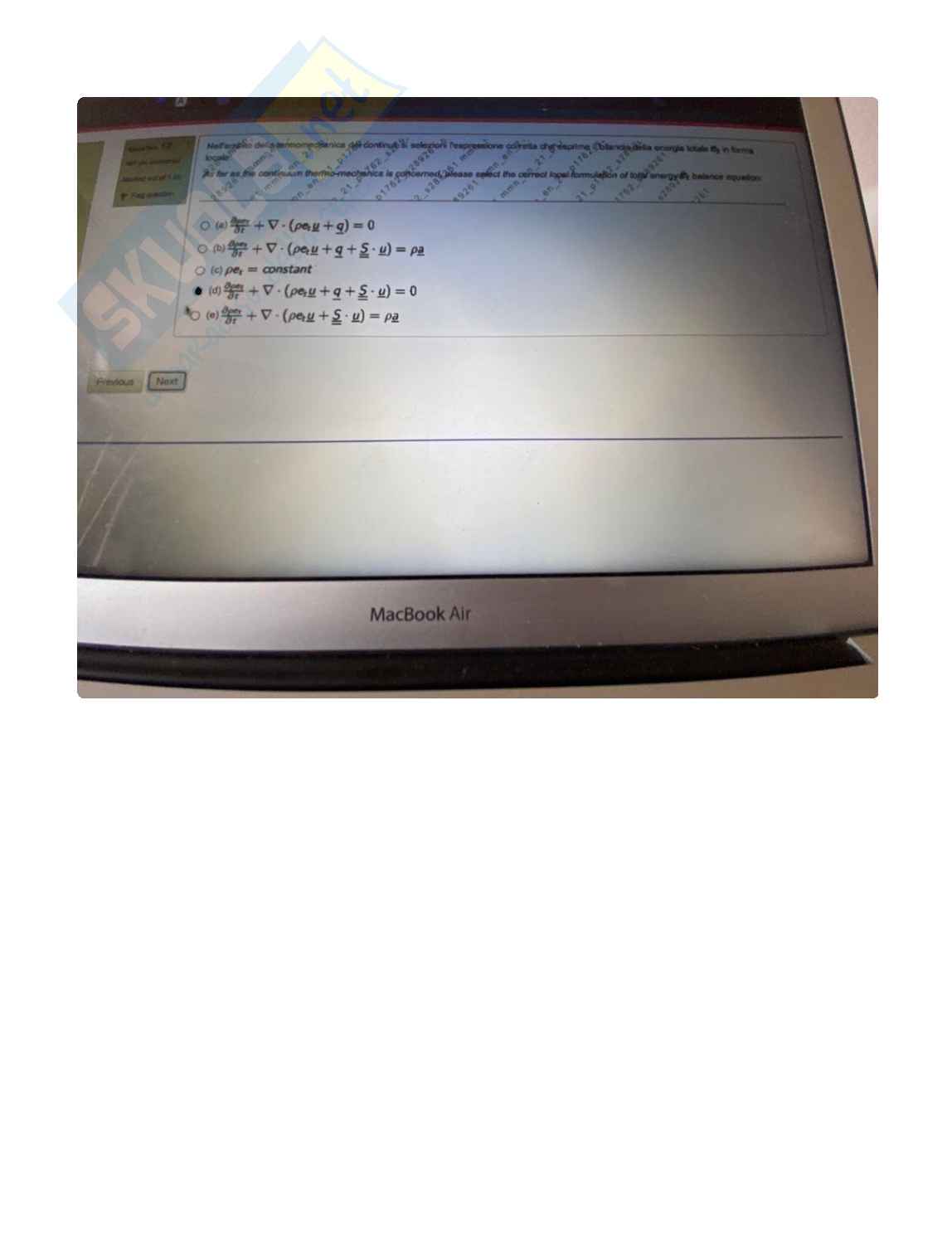 Esempi quiz exercise Applicazioni avanzate di fisica tecnica Pag. 26