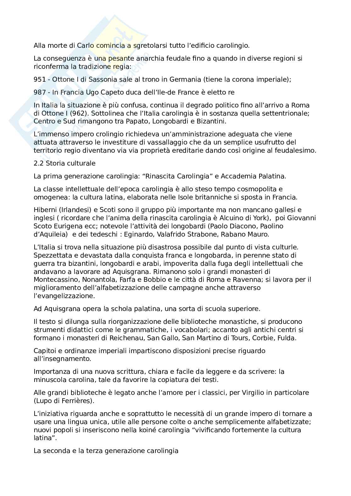 Riassunto esame Storia medievale, Prof. Bezzina Denise, libro consigliato Storia medievale, D'angelo Pag. 11