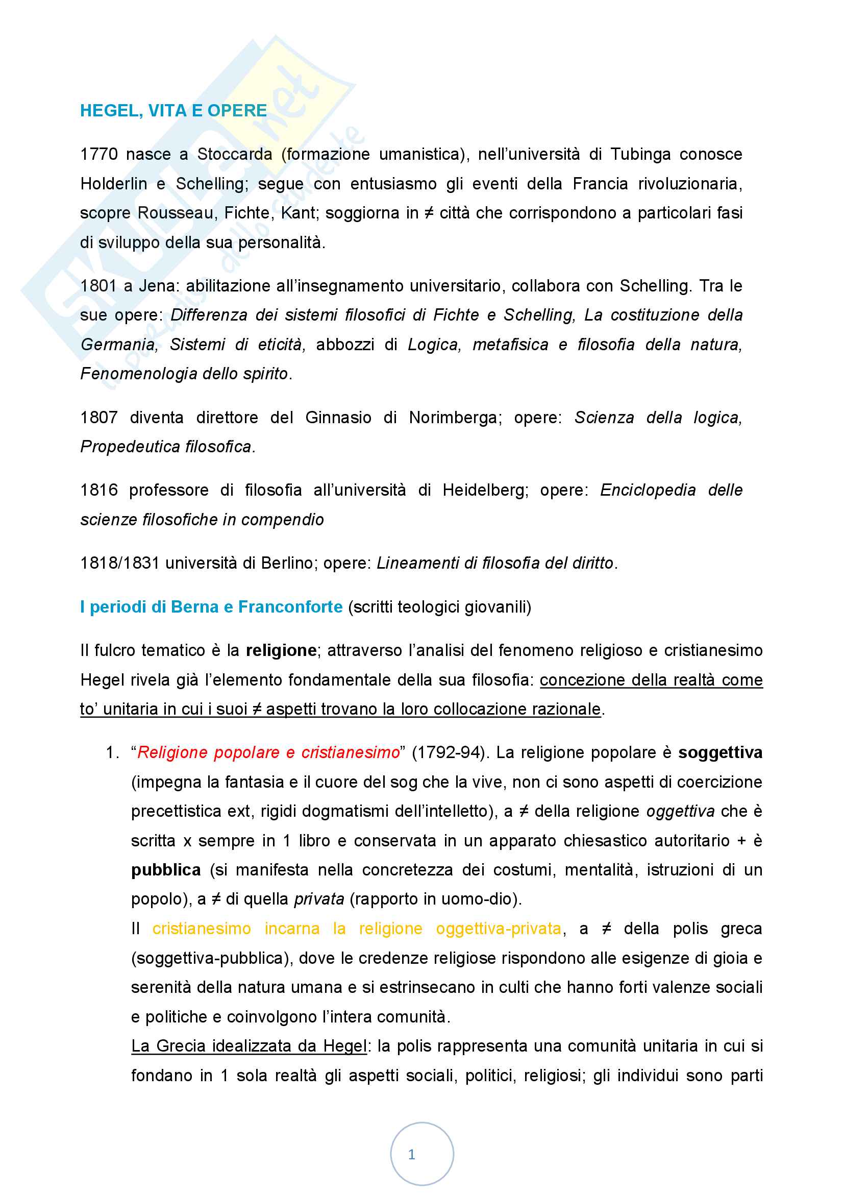 Sunto per l'esame di Filosofia teoretica, docente Guglielminetti. Libro consigliato Storia e antologia della filosofia, vol. 3. Età contemporanea, Cambiano Mori Pag. 1