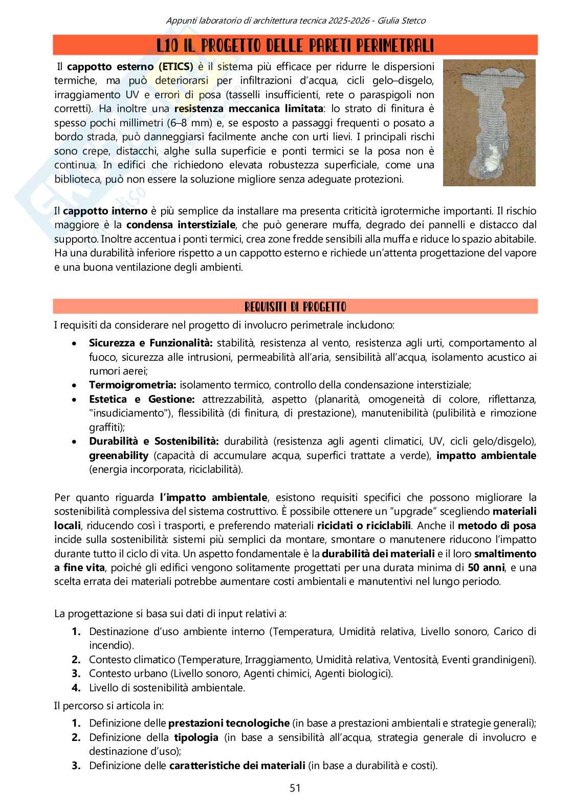 Progetto delle pareti perimetrali Pag. 1