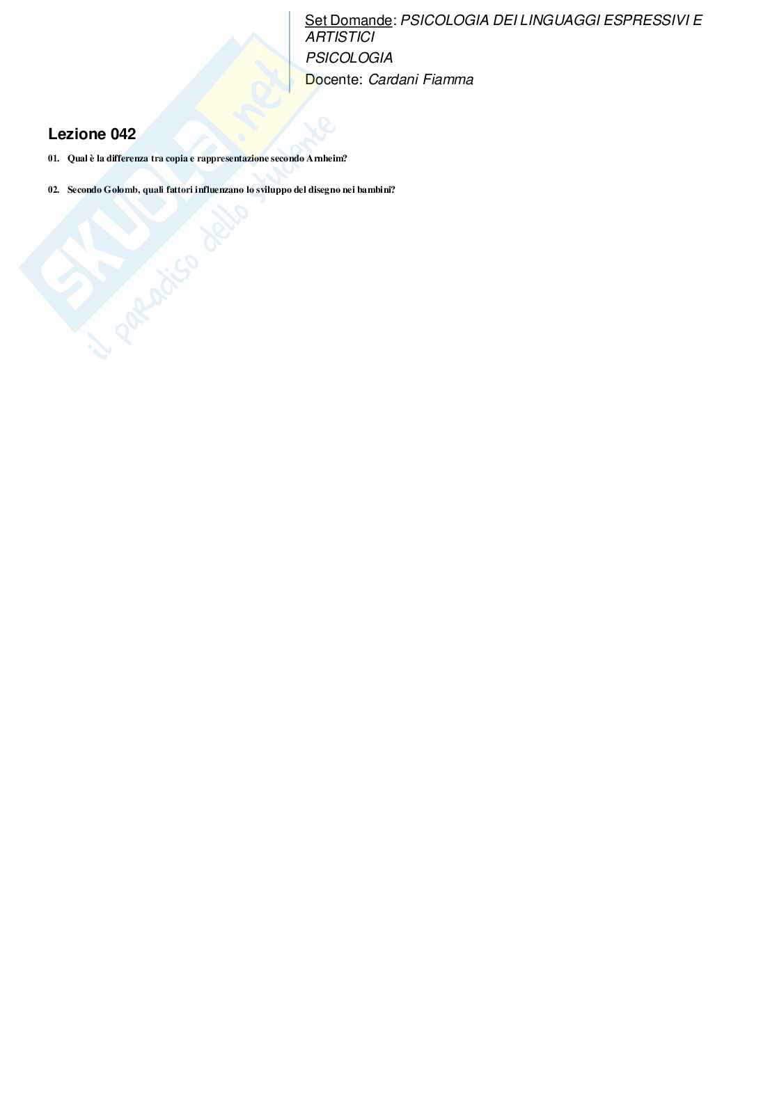 Risposte domande chiuse psicologia dei linguaggi espressivi e artistici aggiornate 2026 Pag. 71