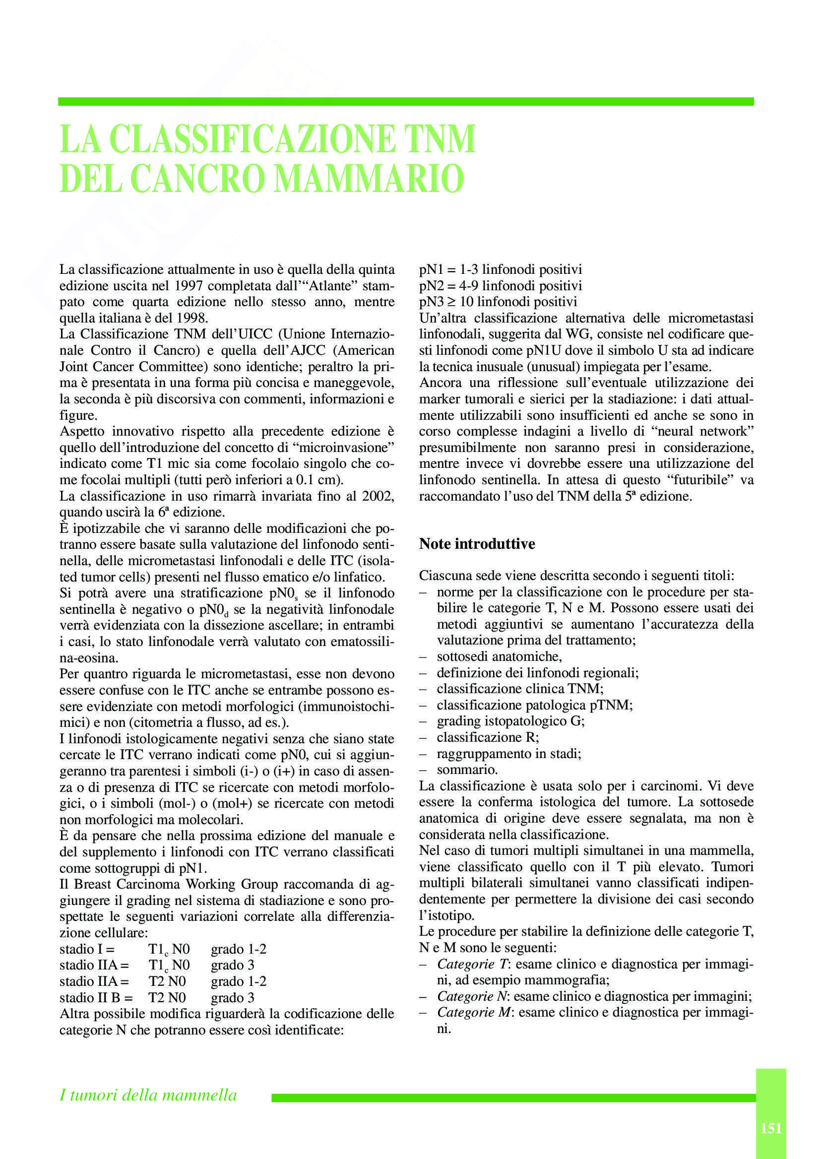 Classificazione TNM del cancro mammario Pag. 1