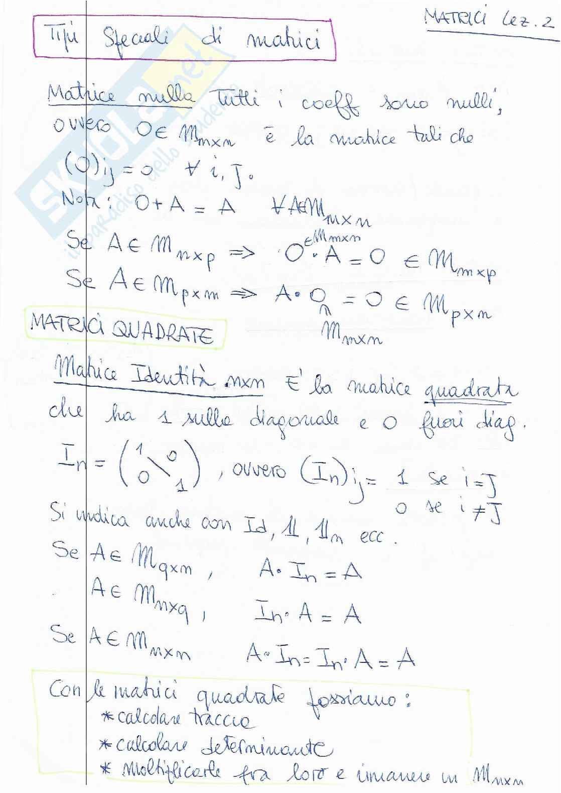 Appunti di Geometria sulle matrici  Pag. 1