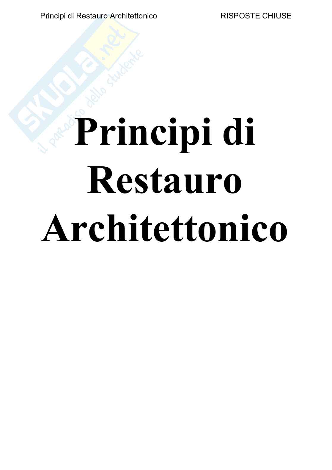 Principi di restauro achitettonico - Paniere compilato Pag. 1