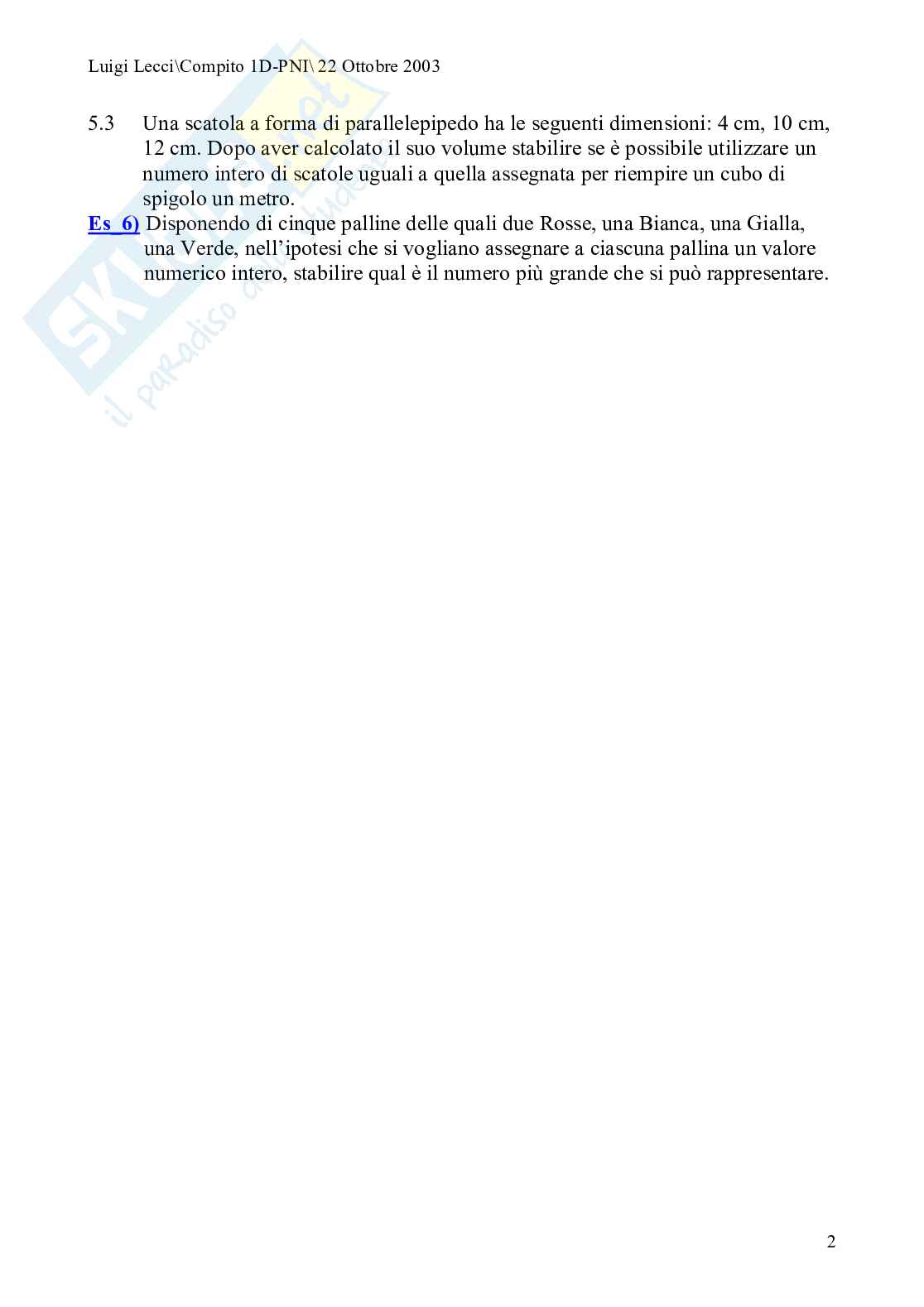 Compito in classe I liceo scientifico Pag. 2