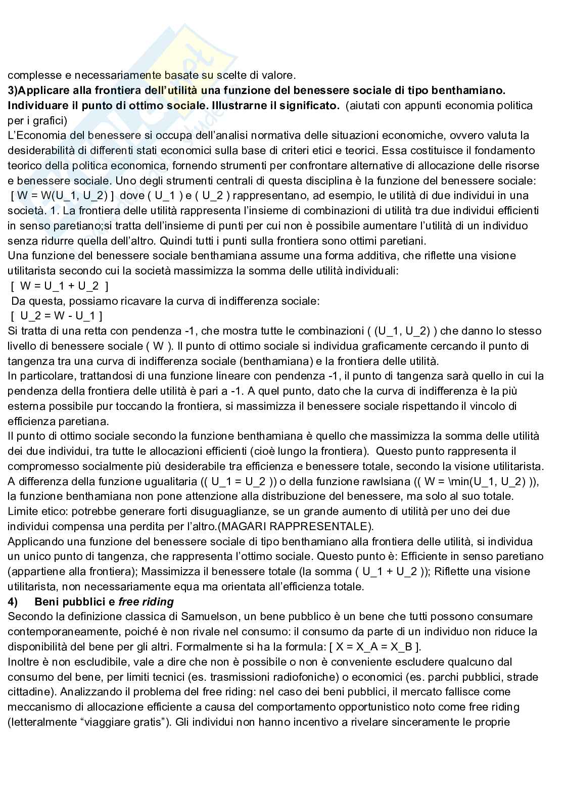 Esercitazione primo compitino Scienza delle finanze Pag. 2